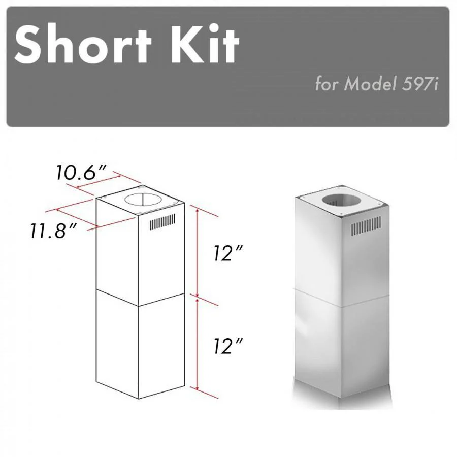 ZLINE KITCHEN AND BATH SK597I ZLINE 2-12 in. Short Chimney Pieces for 7.8 ft. to 8 ft. Ceilings (SK-597i)