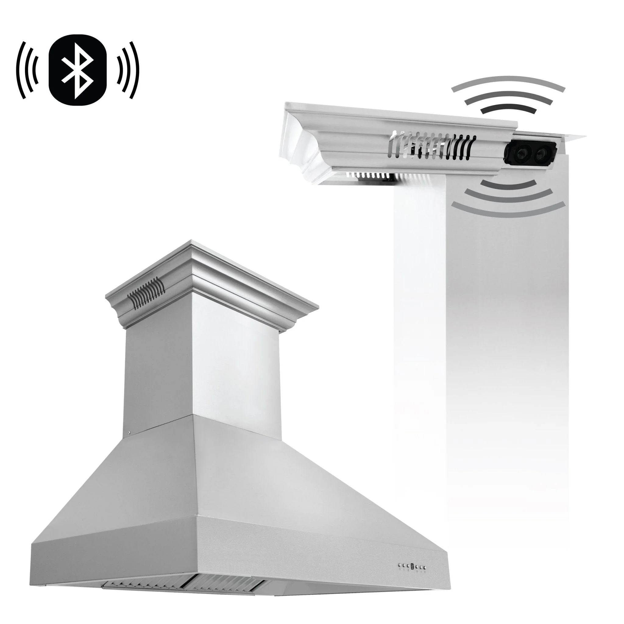 ZLINE KITCHEN AND BATH 667CRNBT30 30" ZLINE CrownSound'Ducted Vent Wall Mount Range Hood in Stainless Steel with Built-in Bluetooth Speakers (667CRN-BT-30)