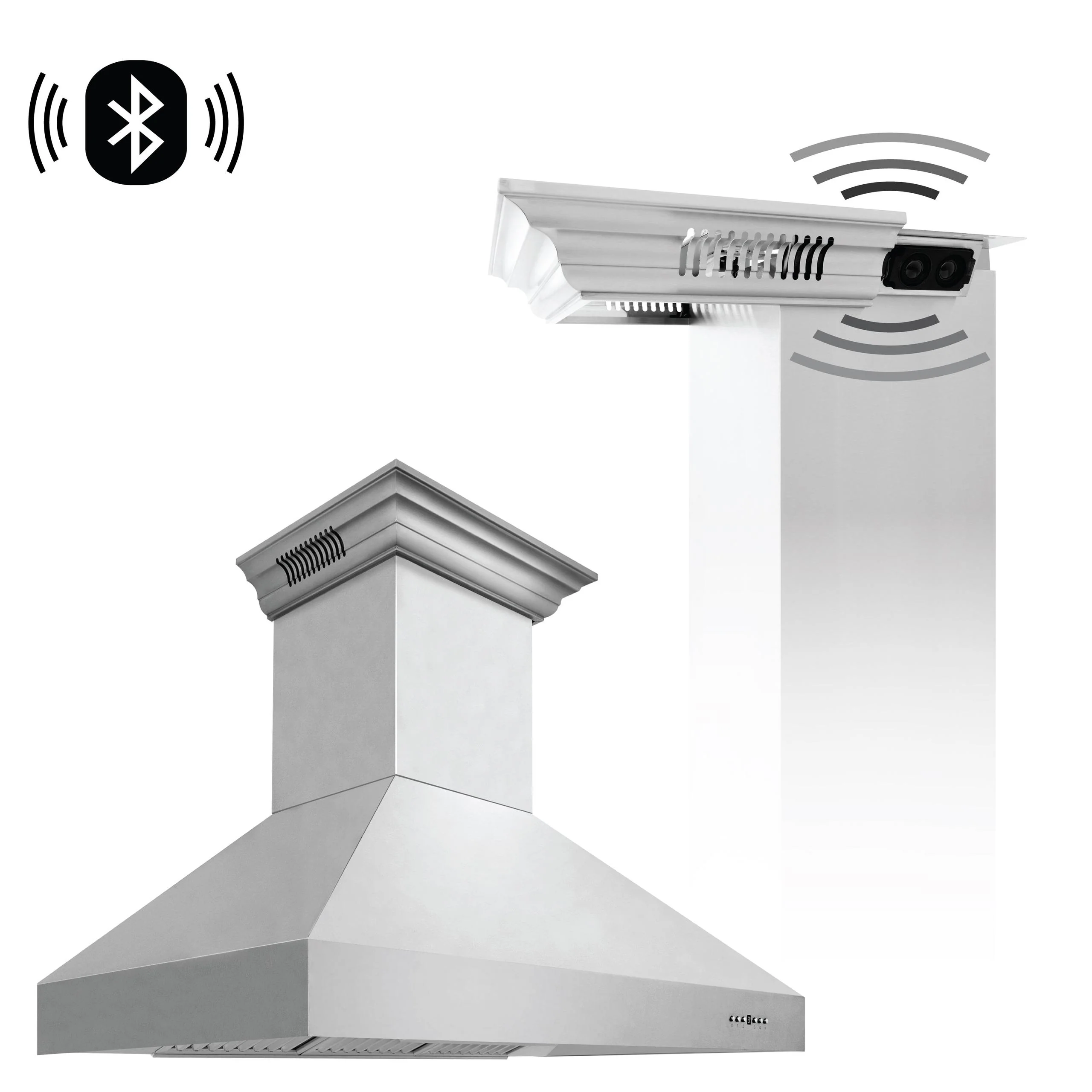 ZLINE KITCHEN AND BATH 667CRNBT48 48" ZLINE CrownSound'Ducted Vent Wall Mount Range Hood in Stainless Steel with Built-in Bluetooth Speakers (667CRN-BT-48) - Image 4