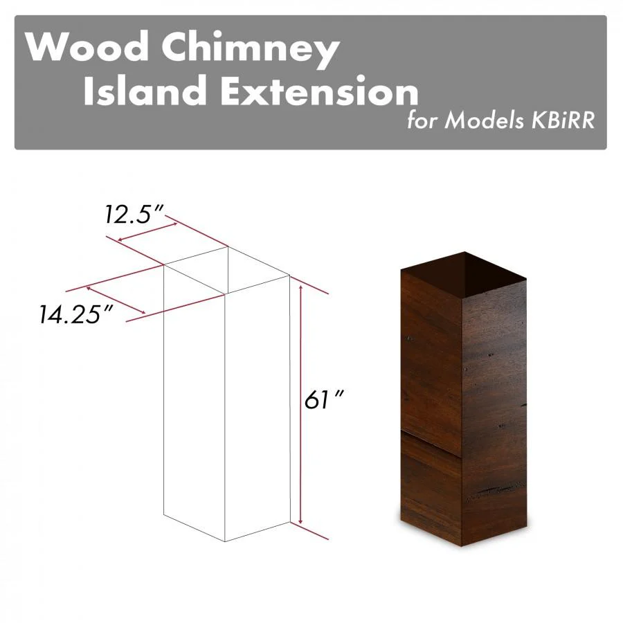 ZLINE KITCHEN AND BATH KBIRRE ZLINE 61 in. Wooden Chimney Extension for Ceilings up to 12.5 ft. (KBiRR-E)