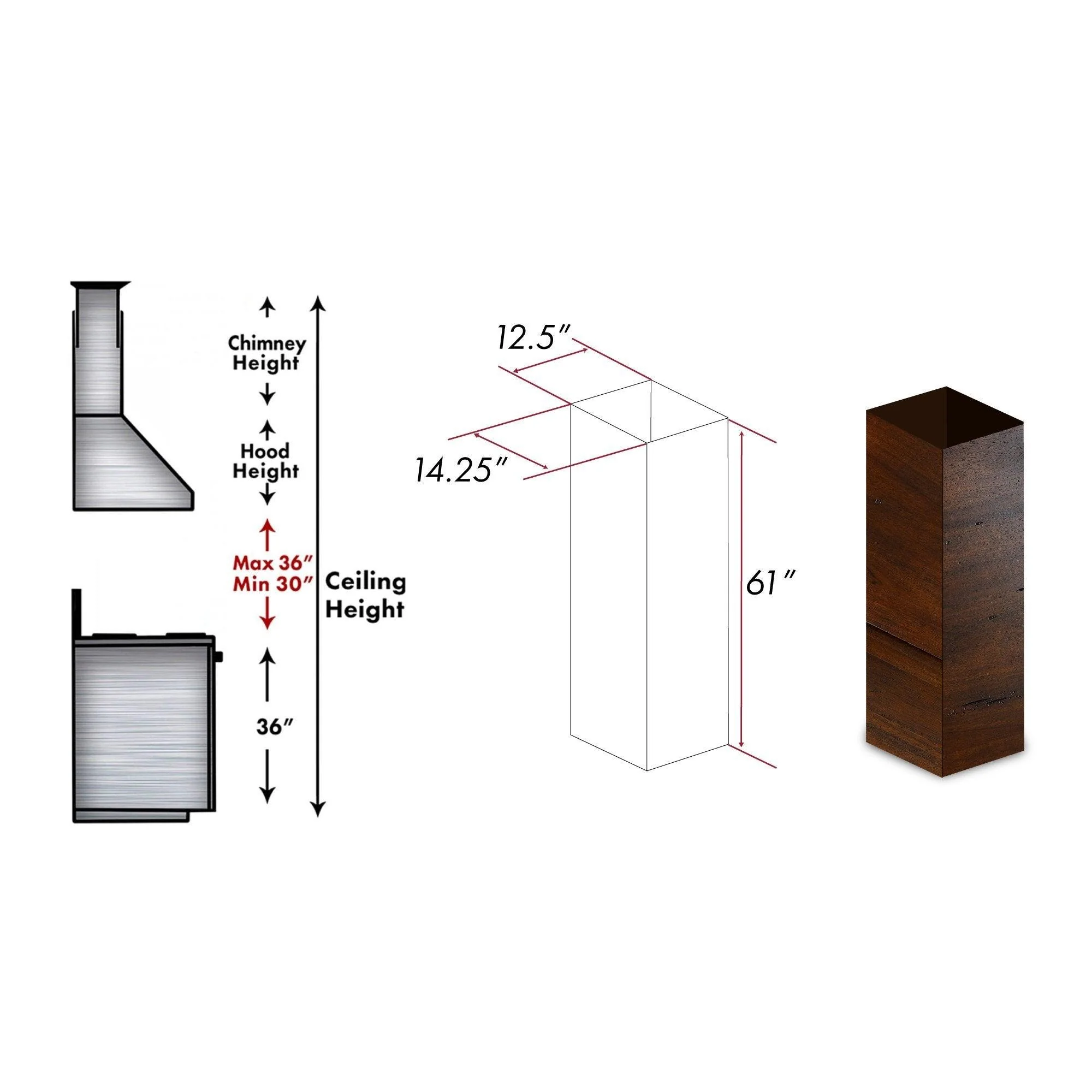 ZLINE KITCHEN AND BATH KBIRRE ZLINE 61 in. Wooden Chimney Extension for Ceilings up to 12.5 ft. (KBiRR-E) - Image 2