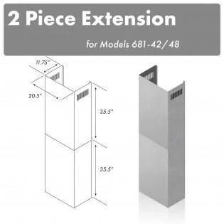 ZLINE KITCHEN AND BATH 2PCEXT6814248 ZLINE 71 in. Extended Chimney (2PCEXT-681-42/48)