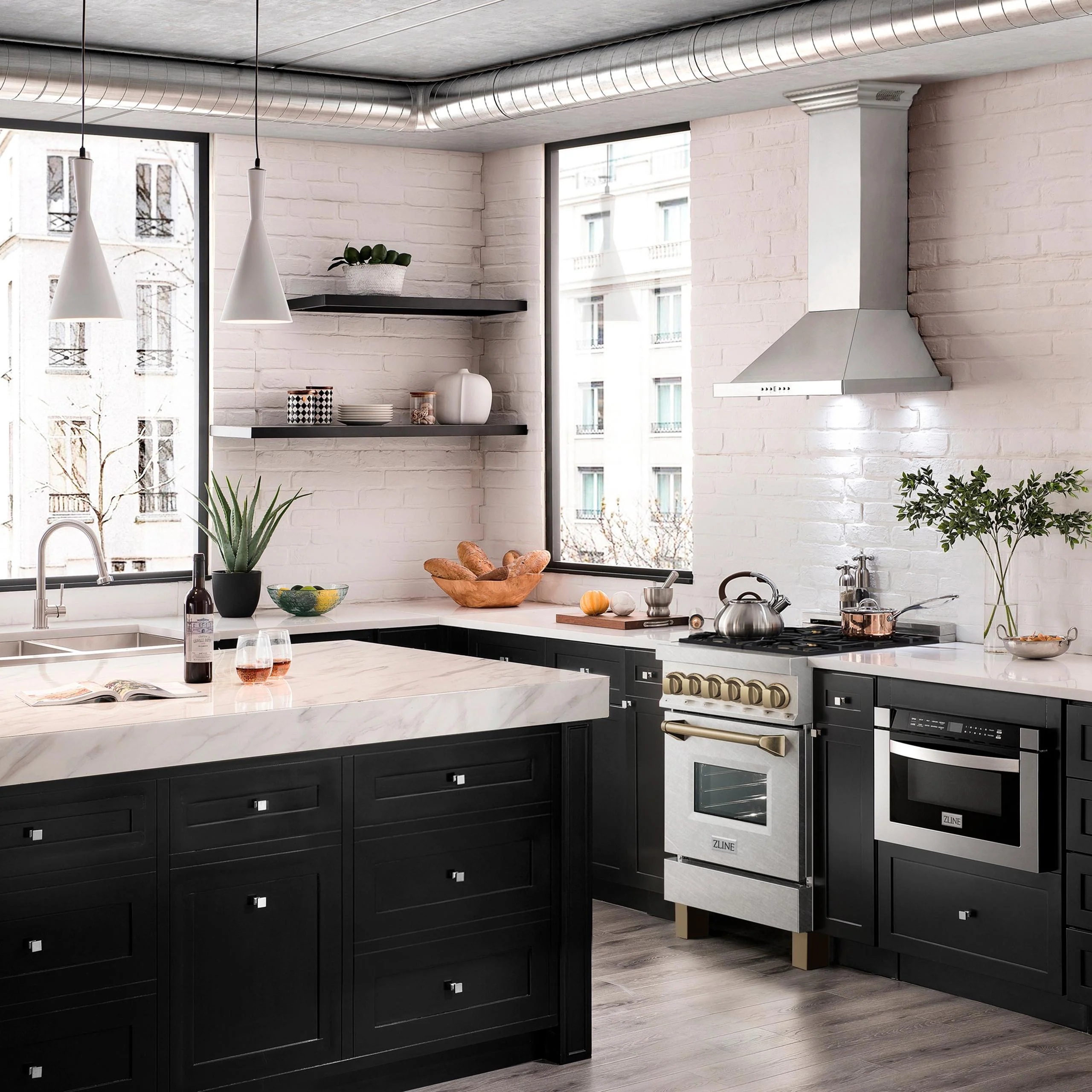 ZLINE KITCHEN AND BATH RASZSN24CB ZLINE Autograph Edition 24 in. 2.8 cu. ft. Legacy Dual Fuel Range with 4 Burner Gas Cooktop and Electric Convection Oven in Satin in Stainless Steel and Champagne Bronze Accents (RASZ-SN-24-CB) Bronze - Image 4