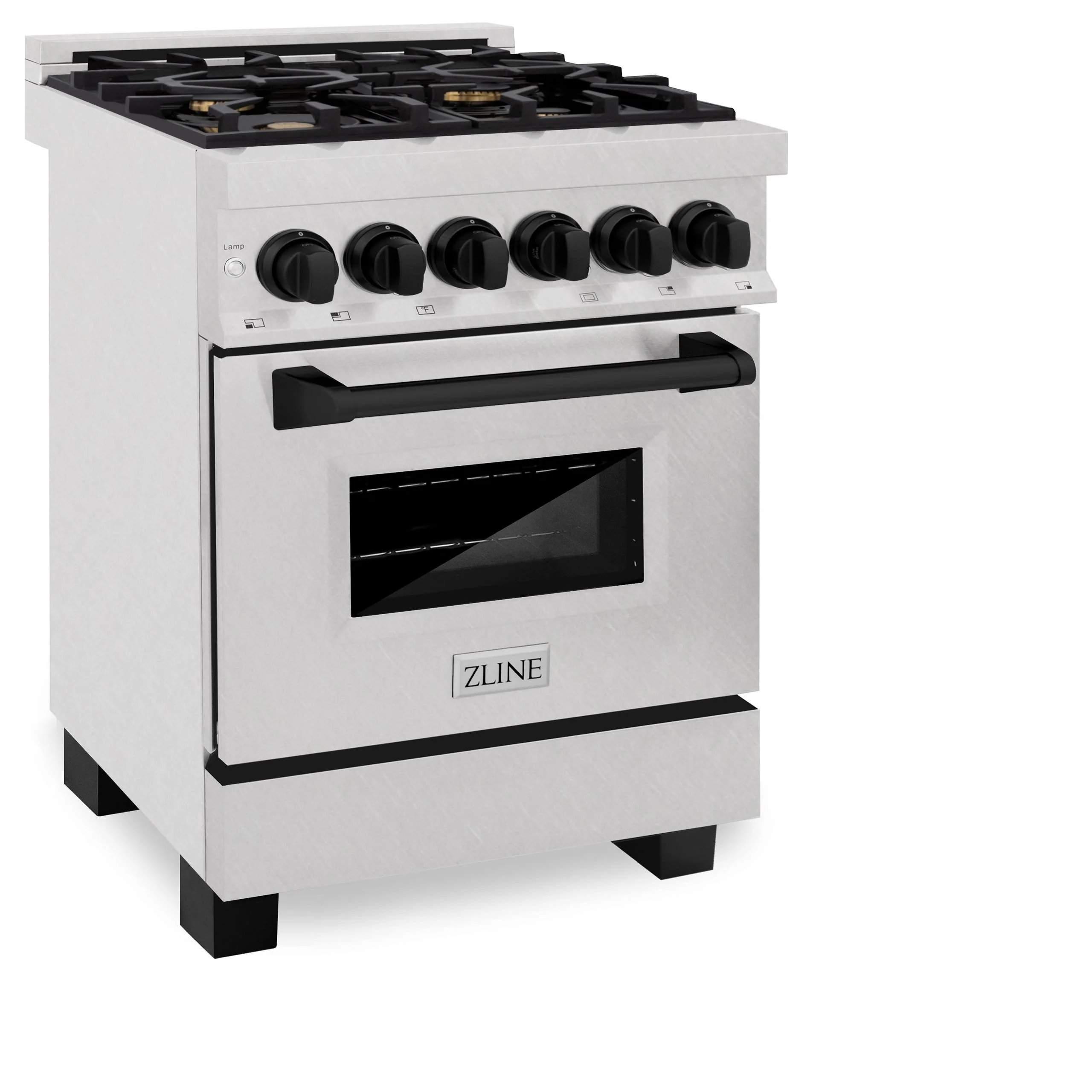 ZLINE KITCHEN AND BATH RASZSN24MB ZLINE Autograph Edition 24 in. 2.8 cu. ft. Legacy Dual Fuel Range with 4 Burner Gas Cooktop and Electric Convection Oven in Satin in Stainless Steel and Matte Black Accents (RASZ-SN-24-MB) Black - Image 2