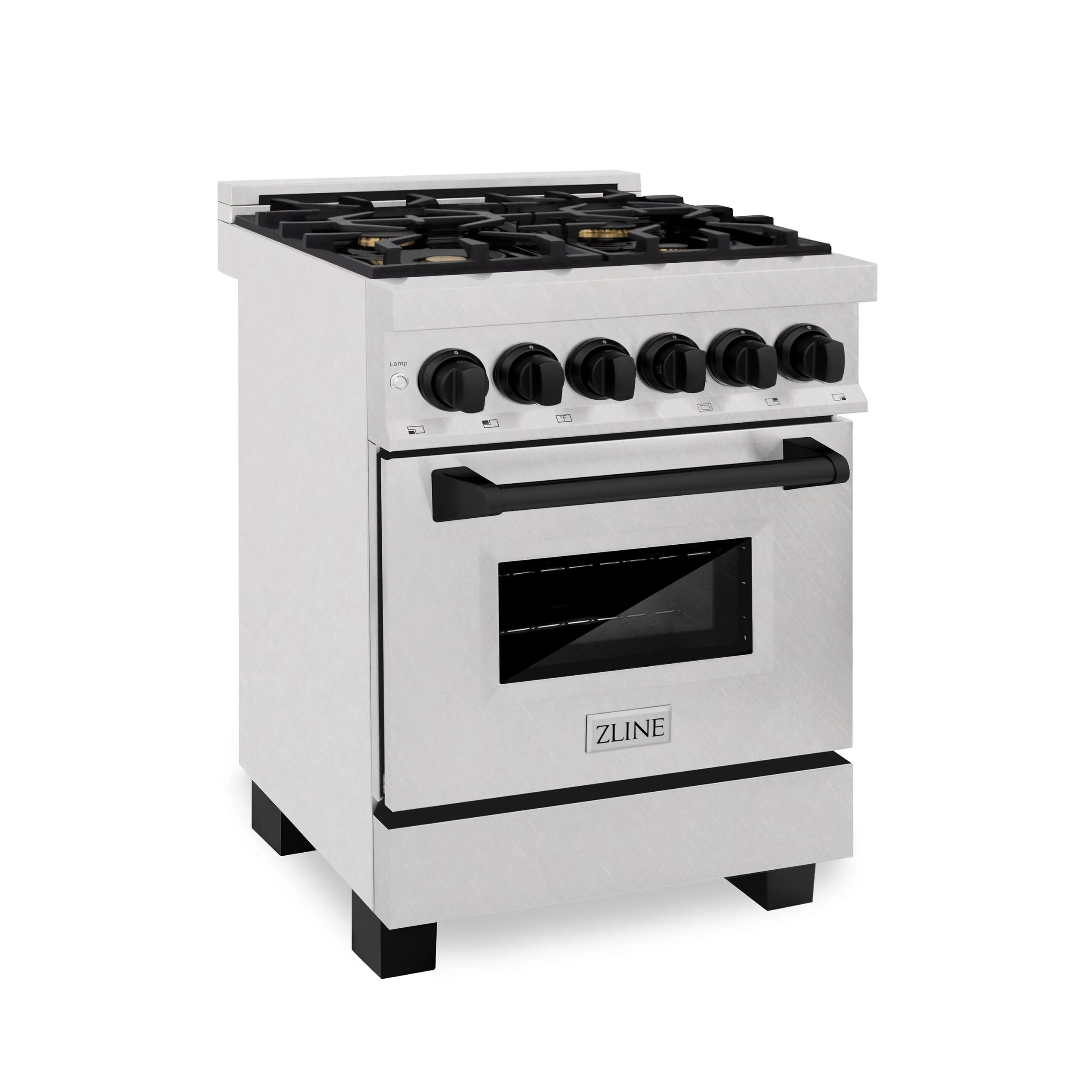 ZLINE KITCHEN AND BATH RASZSN24MB ZLINE Autograph Edition 24 in. 2.8 cu. ft. Legacy Dual Fuel Range with 4 Burner Gas Cooktop and Electric Convection Oven in Satin in Stainless Steel and Matte Black Accents (RASZ-SN-24-MB) Black - Image 4