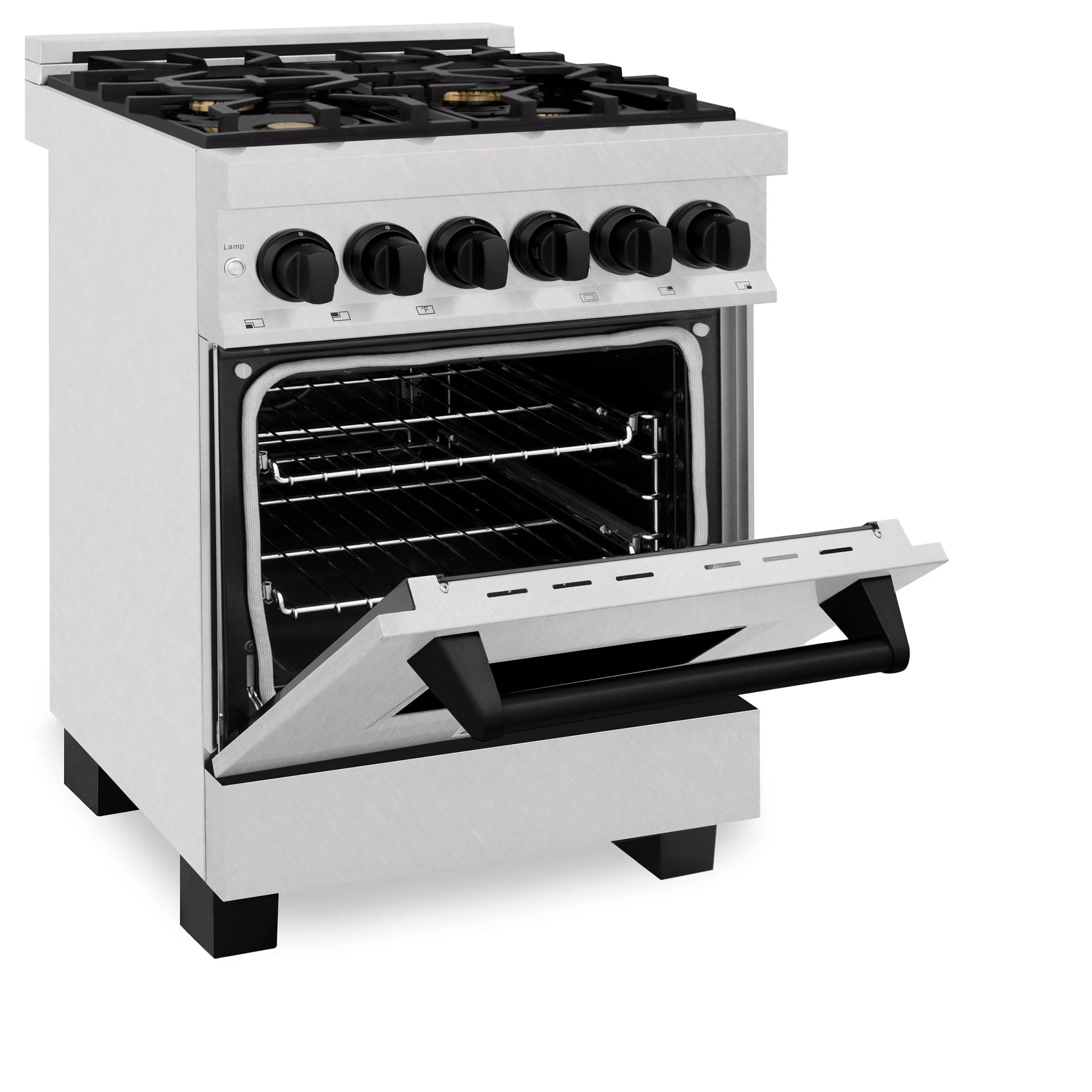 ZLINE KITCHEN AND BATH RASZSN24MB ZLINE Autograph Edition 24 in. 2.8 cu. ft. Legacy Dual Fuel Range with 4 Burner Gas Cooktop and Electric Convection Oven in Satin in Stainless Steel and Matte Black Accents (RASZ-SN-24-MB) Black - Image 5