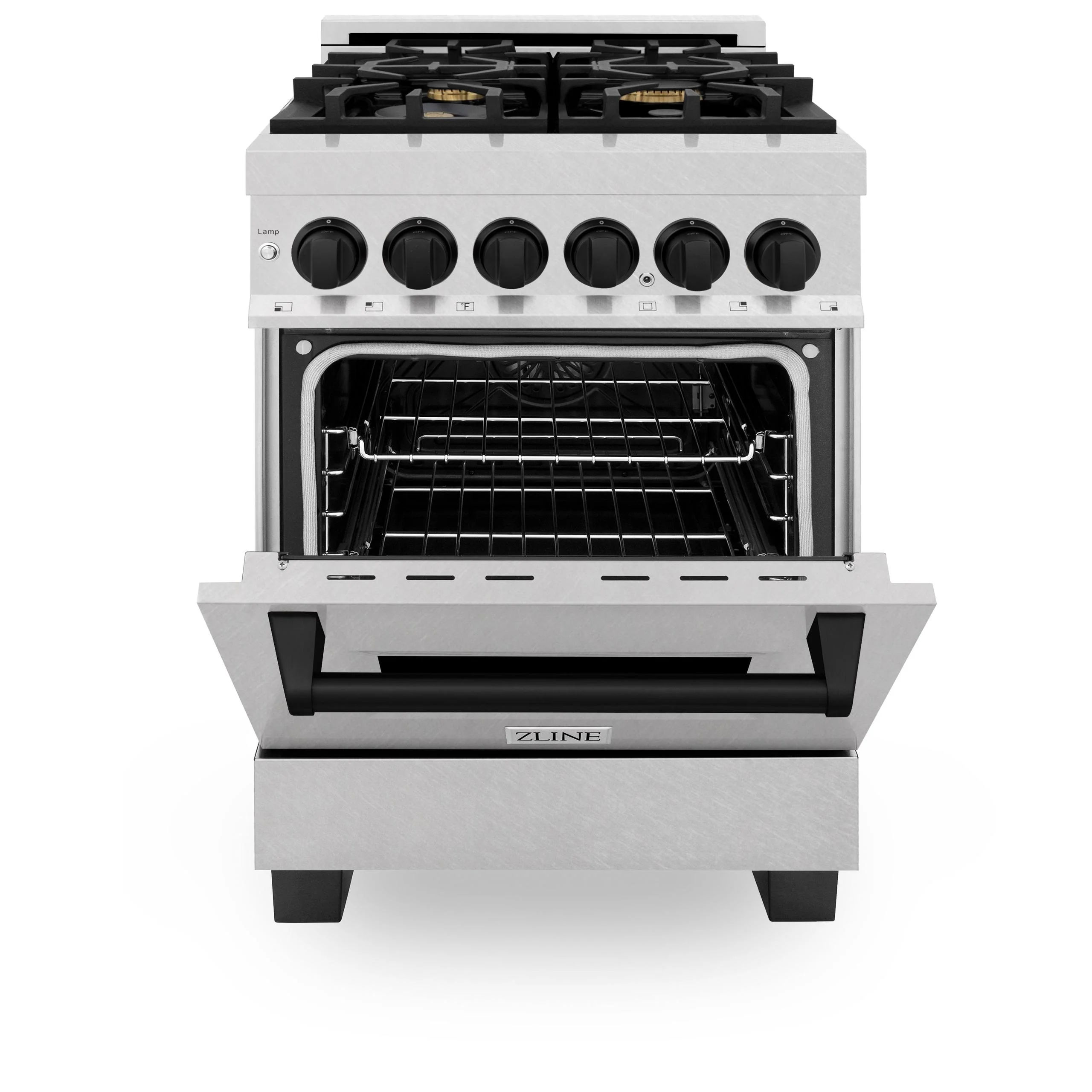 ZLINE KITCHEN AND BATH RASZSN24MB ZLINE Autograph Edition 24 in. 2.8 cu. ft. Legacy Dual Fuel Range with 4 Burner Gas Cooktop and Electric Convection Oven in Satin in Stainless Steel and Matte Black Accents (RASZ-SN-24-MB) Black - Image 7