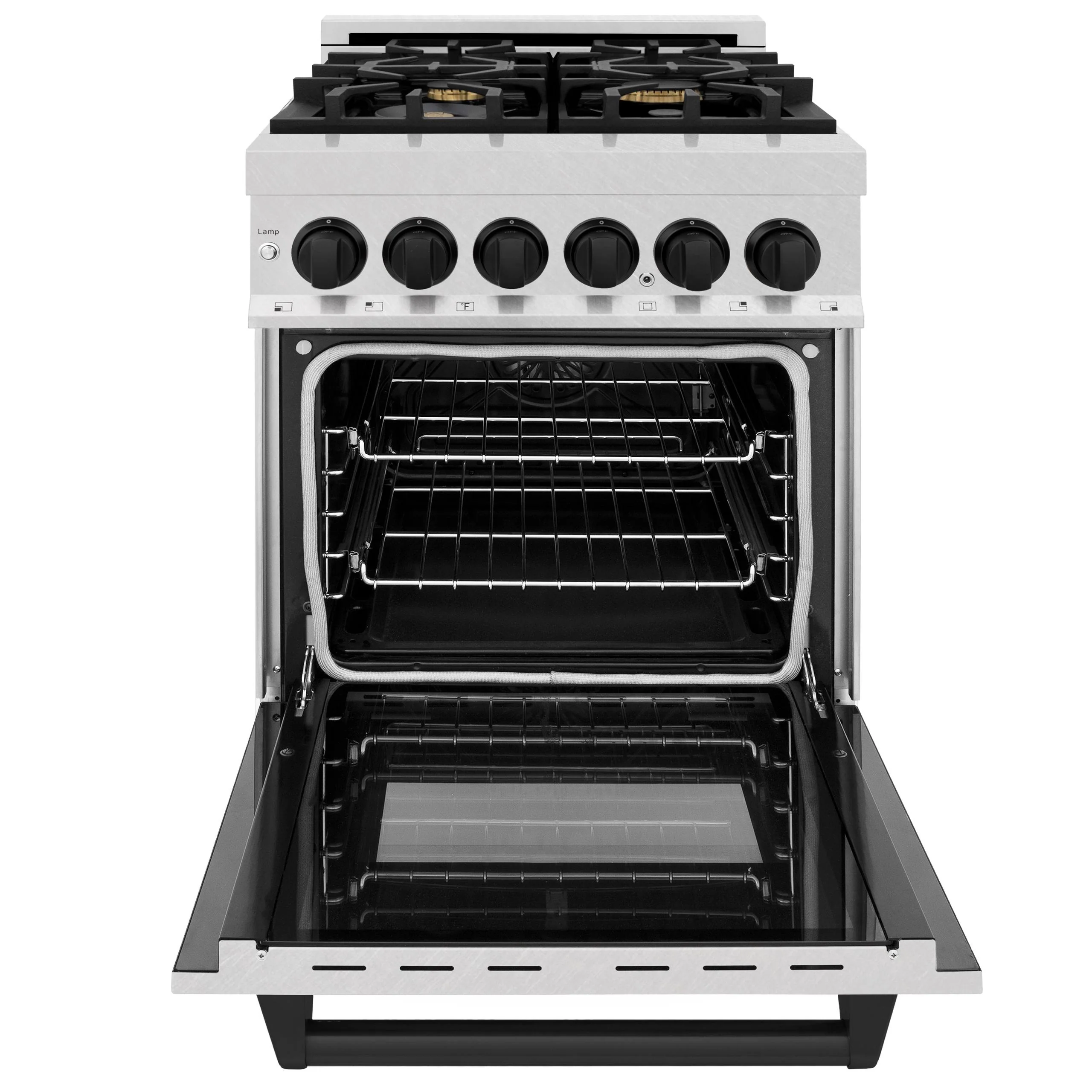 ZLINE KITCHEN AND BATH RASZSN24MB ZLINE Autograph Edition 24 in. 2.8 cu. ft. Legacy Dual Fuel Range with 4 Burner Gas Cooktop and Electric Convection Oven in Satin in Stainless Steel and Matte Black Accents (RASZ-SN-24-MB) Black - Image 8