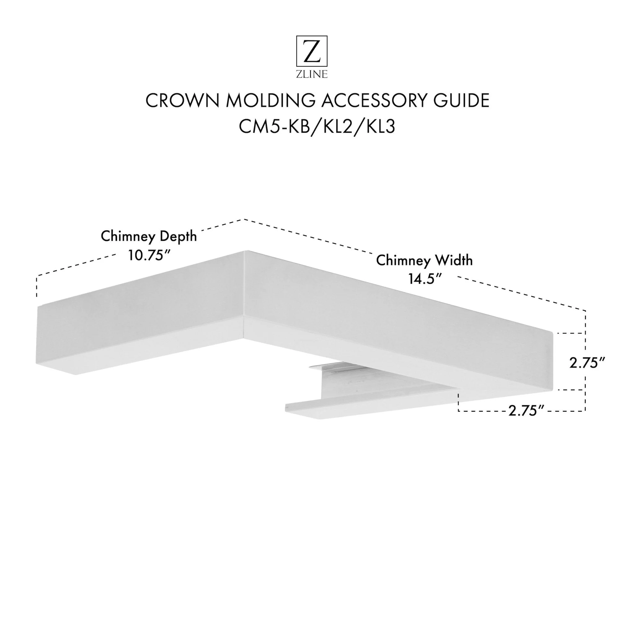 ZLINE KITCHEN AND BATH CM5KBKL2KL3 ZLINE Crown Molding Profile 5 for Wall Mount Range Hood (CM5-KB/KL2/KL3) - Image 9