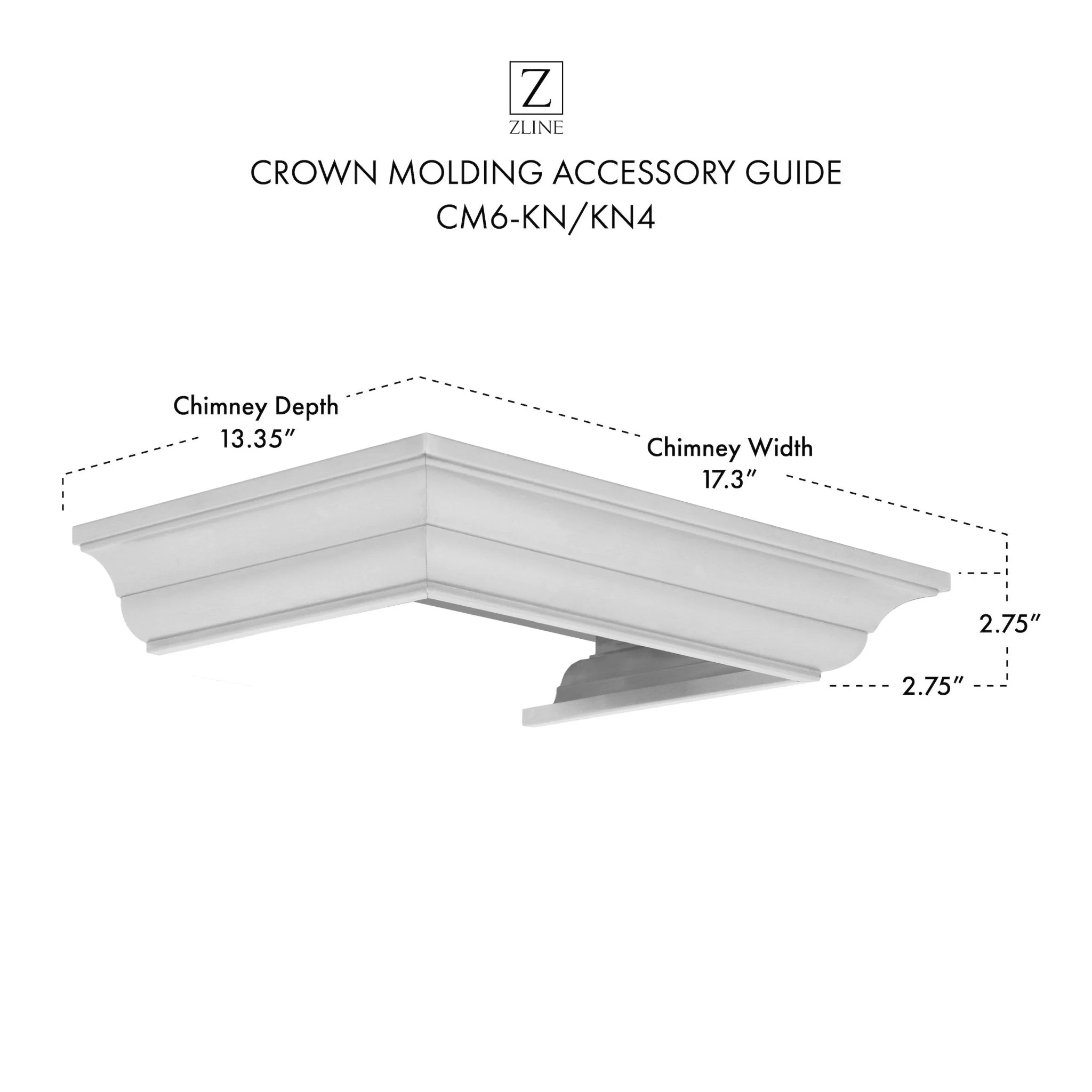 ZLINE KITCHEN AND BATH CM6KNKN4 ZLINE Crown Molding Profile 6 for Wall Mount Range Hood (CM6-KN/KN4) - Image 7