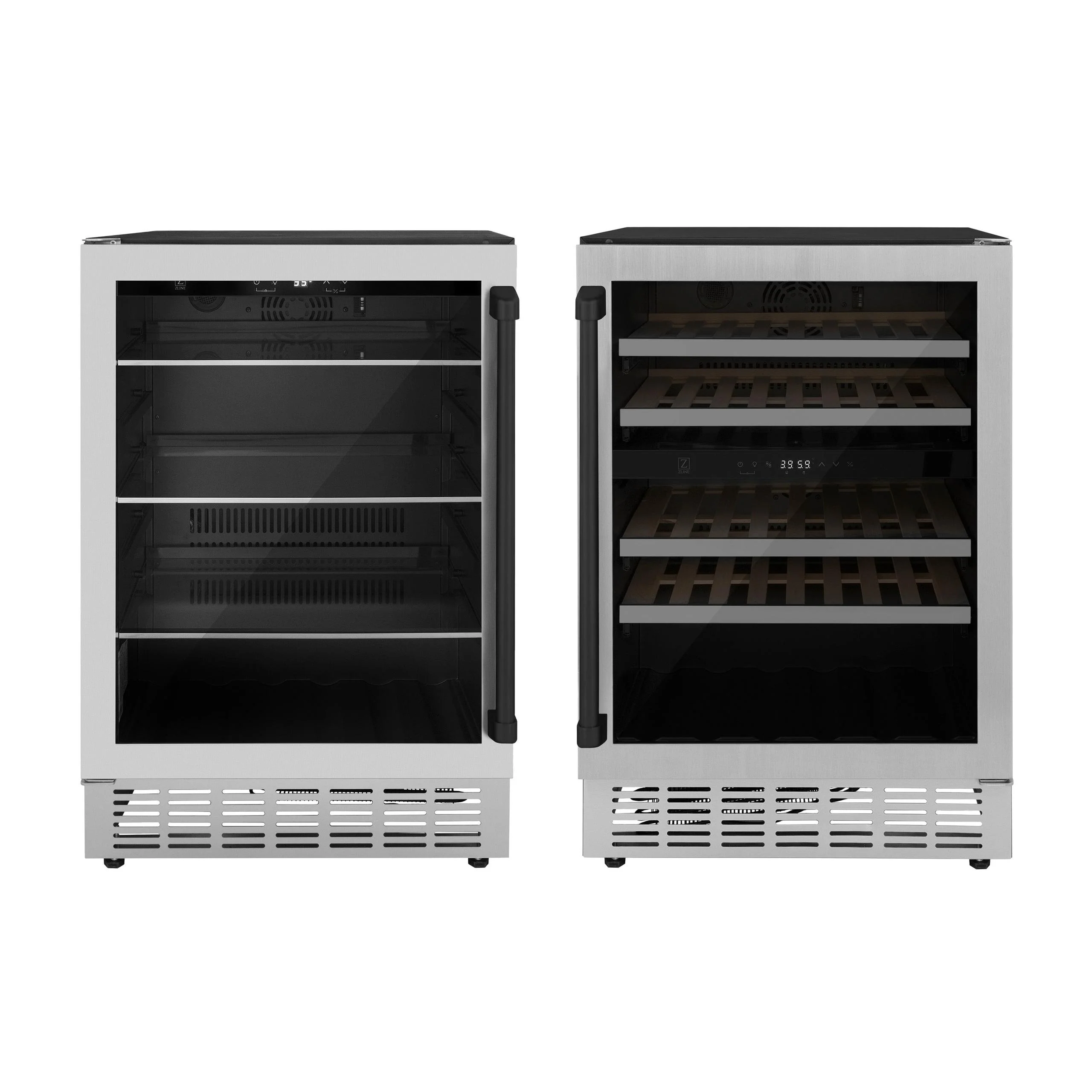 ZLINE KITCHEN AND BATH 2AKPRBVRWVMB ZLINE Autograph Edition Kitchen Package with 24" Wine Cooler and 24" Beverage Fridge with Matte Black Accents(2AKP-RBV-RWV-MB)