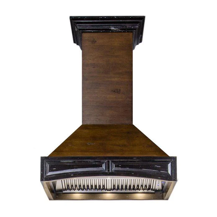 ZLINE KITCHEN AND BATH 321AR42 ZLINE 42 in. Wooden Wall Mount Range Hood in Antigua and Walnut - Includes Motor (ZLINE 42 in. Wooden Wall Mount Range Hood in Antigua and Walnut - Includes Motor)