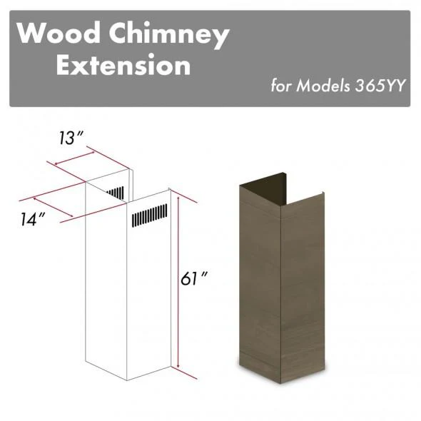 ZLINE KITCHEN AND BATH 365YYE ZLINE 61 in. Wooden Chimney Extension For Ceilings Up To 12.5 Ft. (365YY-E)