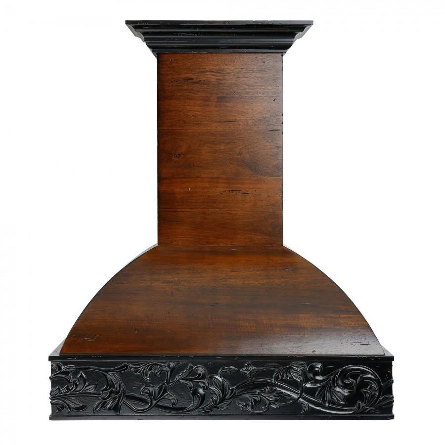 ZLINE KITCHEN AND BATH 393ARRS36 ZLINE 36 in. Ducted Wooden Wall Mount Range Hood with Dual Remote Blower in Antigua and Walnut (393AR-RS-36)