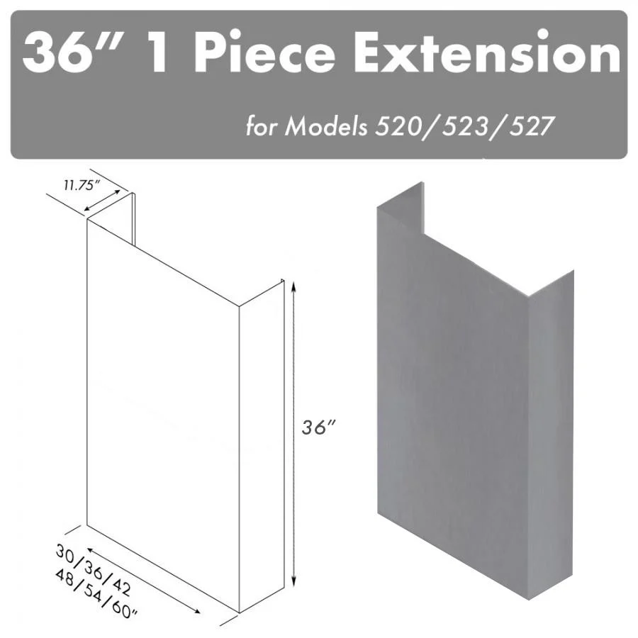 ZLINE KITCHEN AND BATH 520523527483FTEXT ZLINE 36 in. Chimney for 48 in. Under Cabinet Hoods (520/523/527-48-3FTEXT)