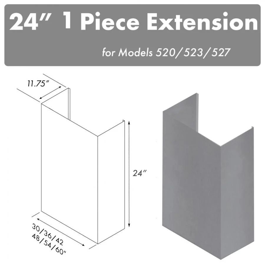 ZLINE KITCHEN AND BATH 520523527602FTEXT ZLINE 24" Chimney for 60" Under Cabinet Hoods (520/523/527-60-2FTEXT)