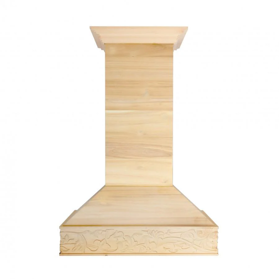 ZLINE KITCHEN AND BATH 9373UF36 ZLINE 36 in. Ducted Wooden Island Mount Range Hood in Unfinished Wooden (9373UF-36)