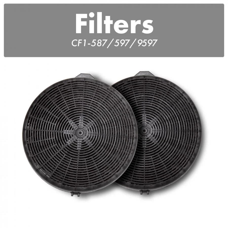 ZLINE KITCHEN AND BATH CF15875979597 ZLINE Charcoal Replacement Filters for Models 587, 597, and 9597 (Set of 2) (CF1-587/597/9597)