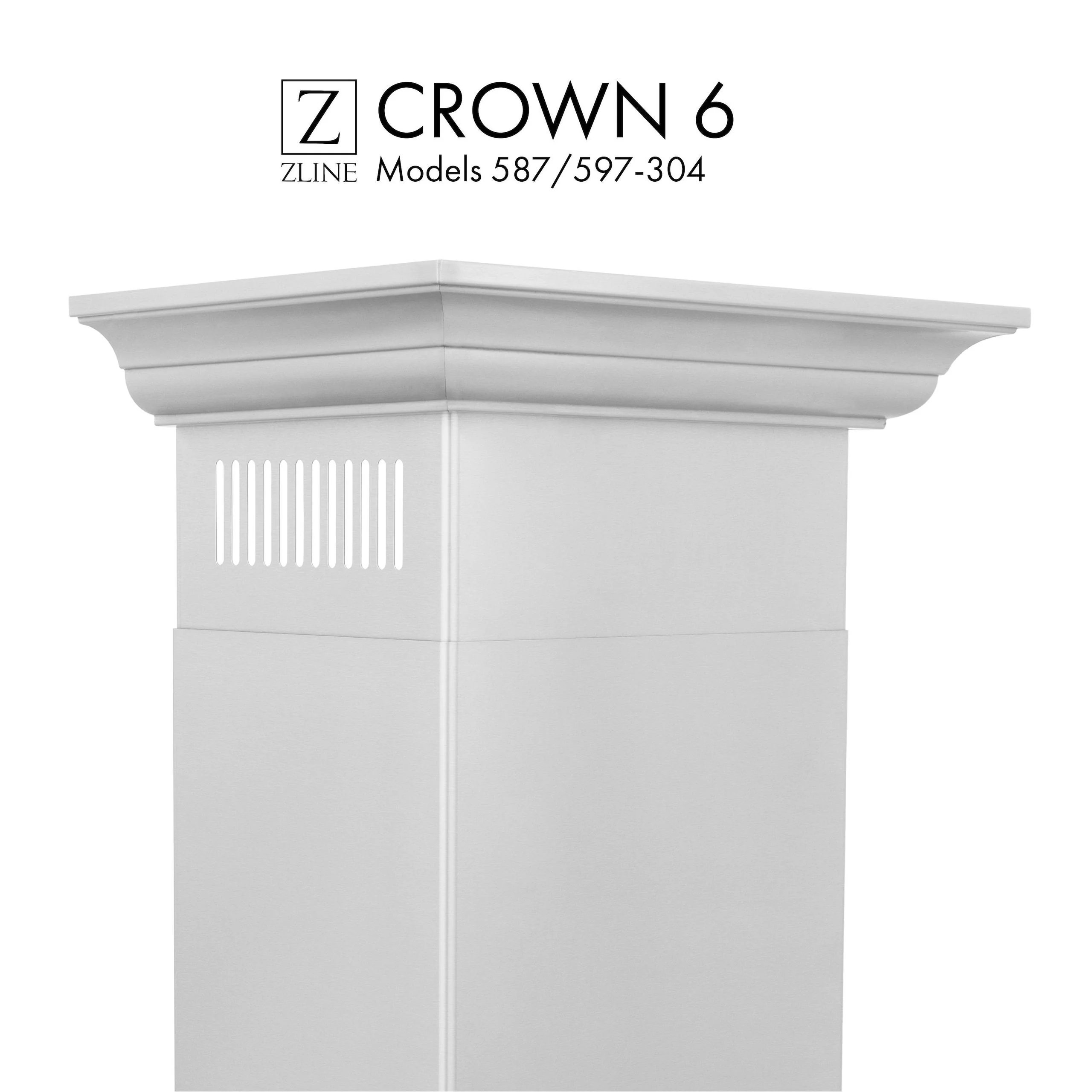 ZLINE KITCHEN AND BATH CM6587597304 ZLINE Crown Molding Profile 6 for Wall Mount Range Hood (CM6-587/597-304)
