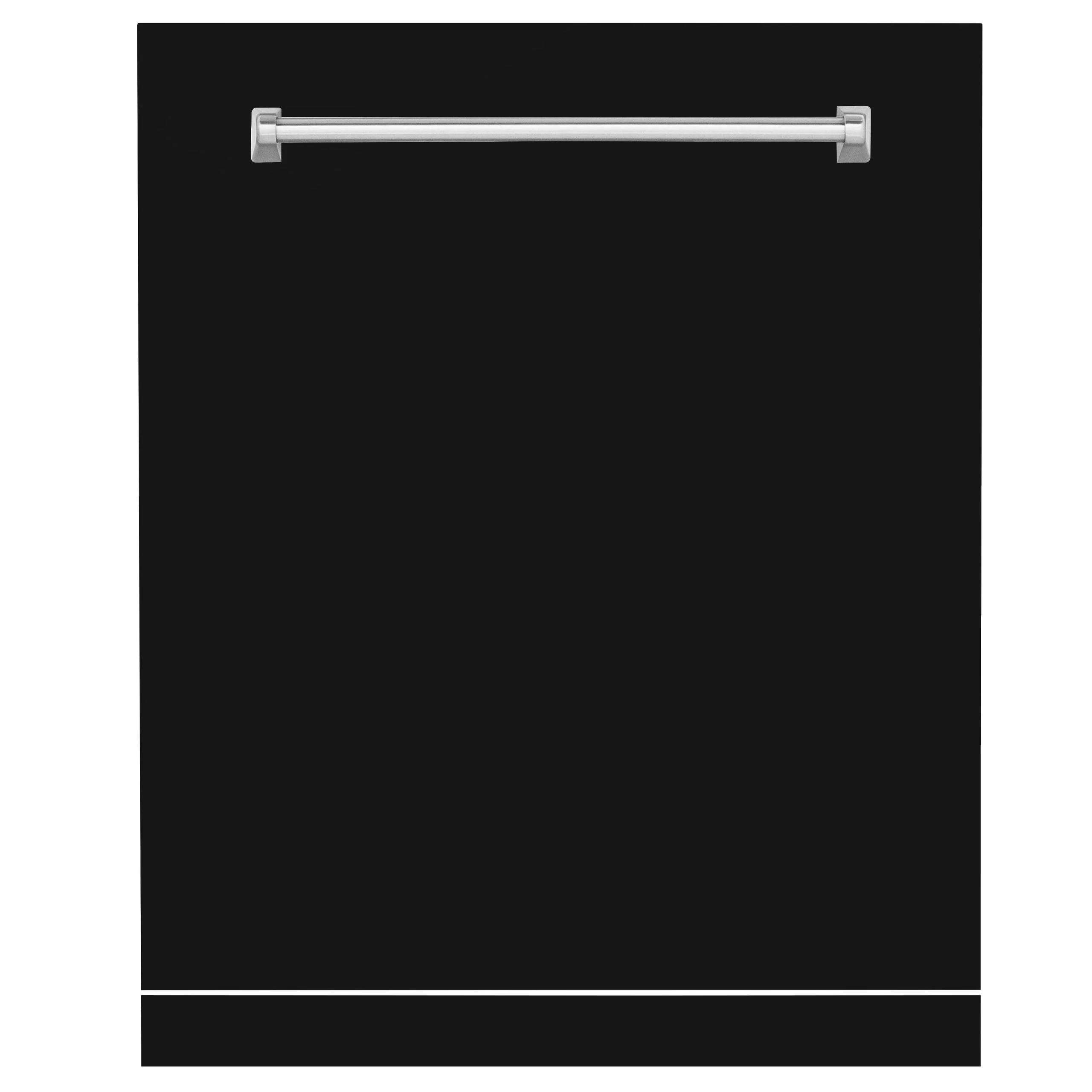 ZLINE KITCHEN AND BATH DPMTBLM24 ZLINE 24" Monument Dishwasher Panel in Black Matte with Traditional Handle (DPMT-BLM-24) Black