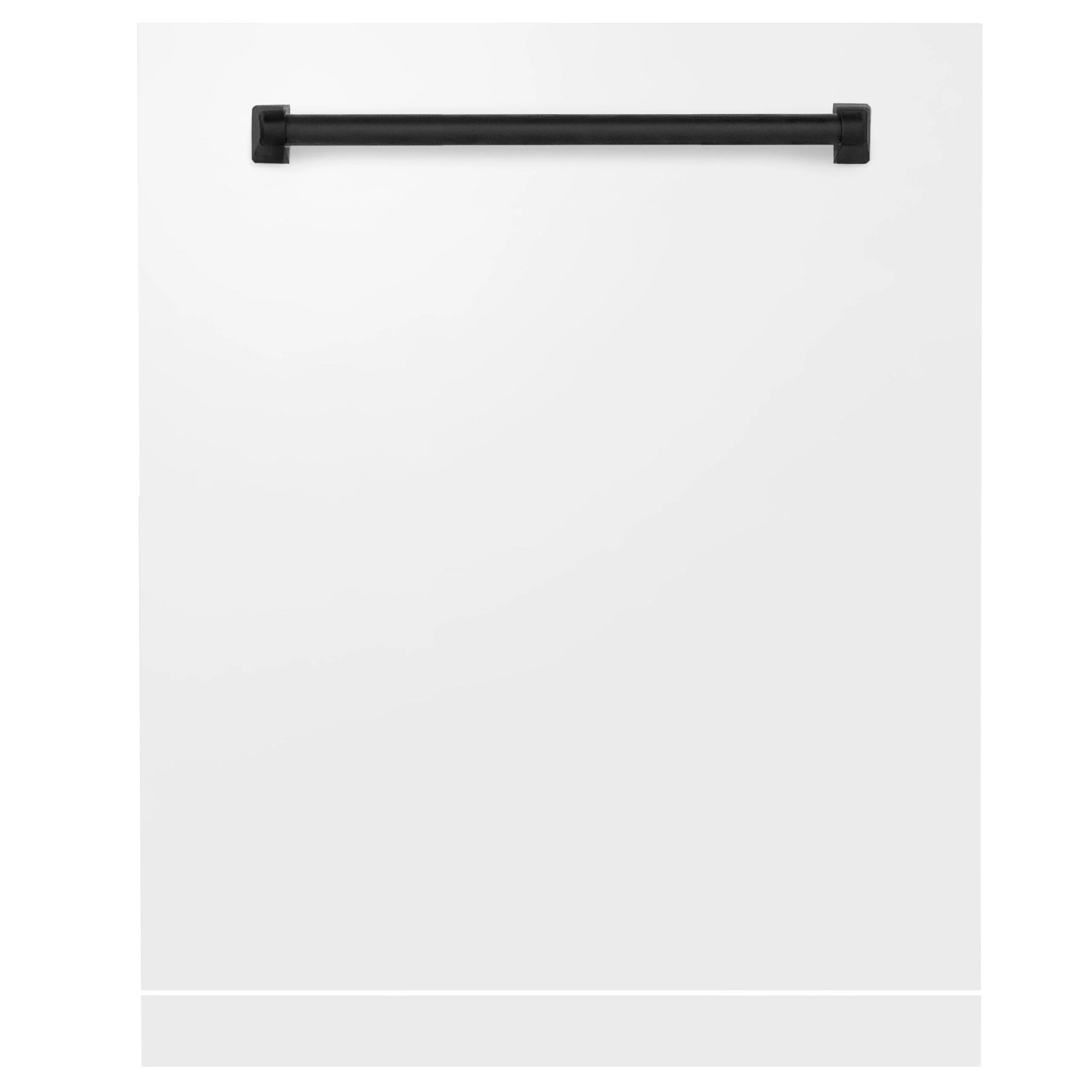 ZLINE KITCHEN AND BATH DPMTZWM24MB ZLINE Autograph Edition 24" Monument Dishwasher Panel in White Matte with Matte Black Handle (DPMTZ-WM-24-MB) Black