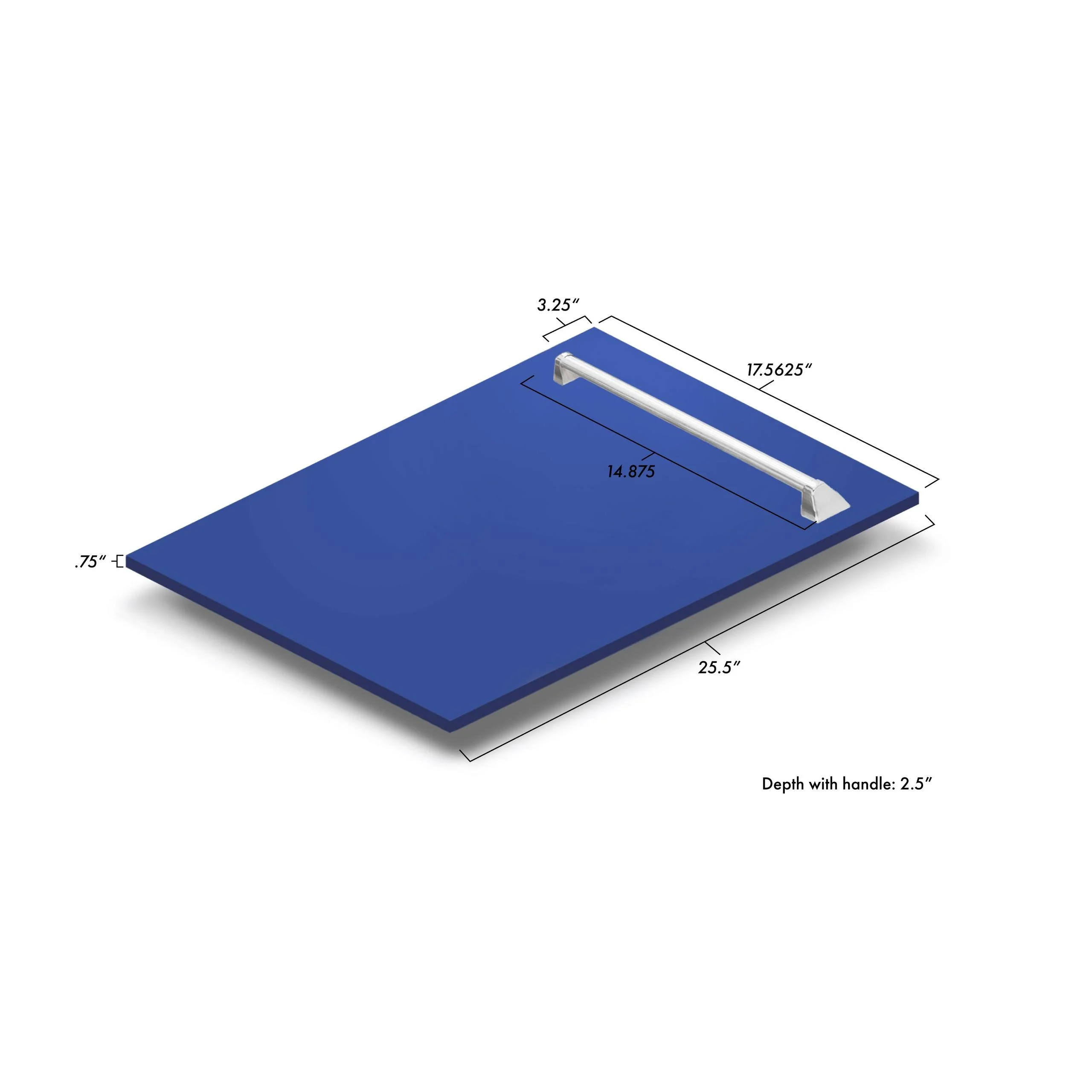 ZLINE KITCHEN AND BATH DPVBM18 ZLINE 18" Tallac Dishwasher Panel in Blue Matte with Traditional Handle (DPV-BM-18) Blue - Image 6