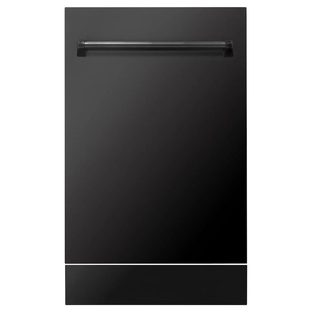 ZLINE KITCHEN AND BATH DPVBS18 ZLINE 18" Tallac Dishwasher Panel in Black in Stainless Steel with Traditional Handle (DPV-BS-18) Black in Stainless Steel - Image 3