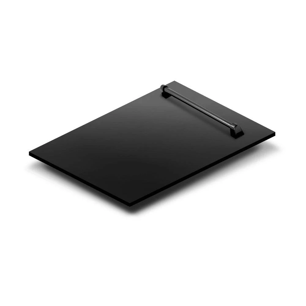 ZLINE KITCHEN AND BATH DPVBS24 ZLINE 24" Tallac Dishwasher Panel in Black in Stainless Steel with Traditional Handle Black in Stainless Steel