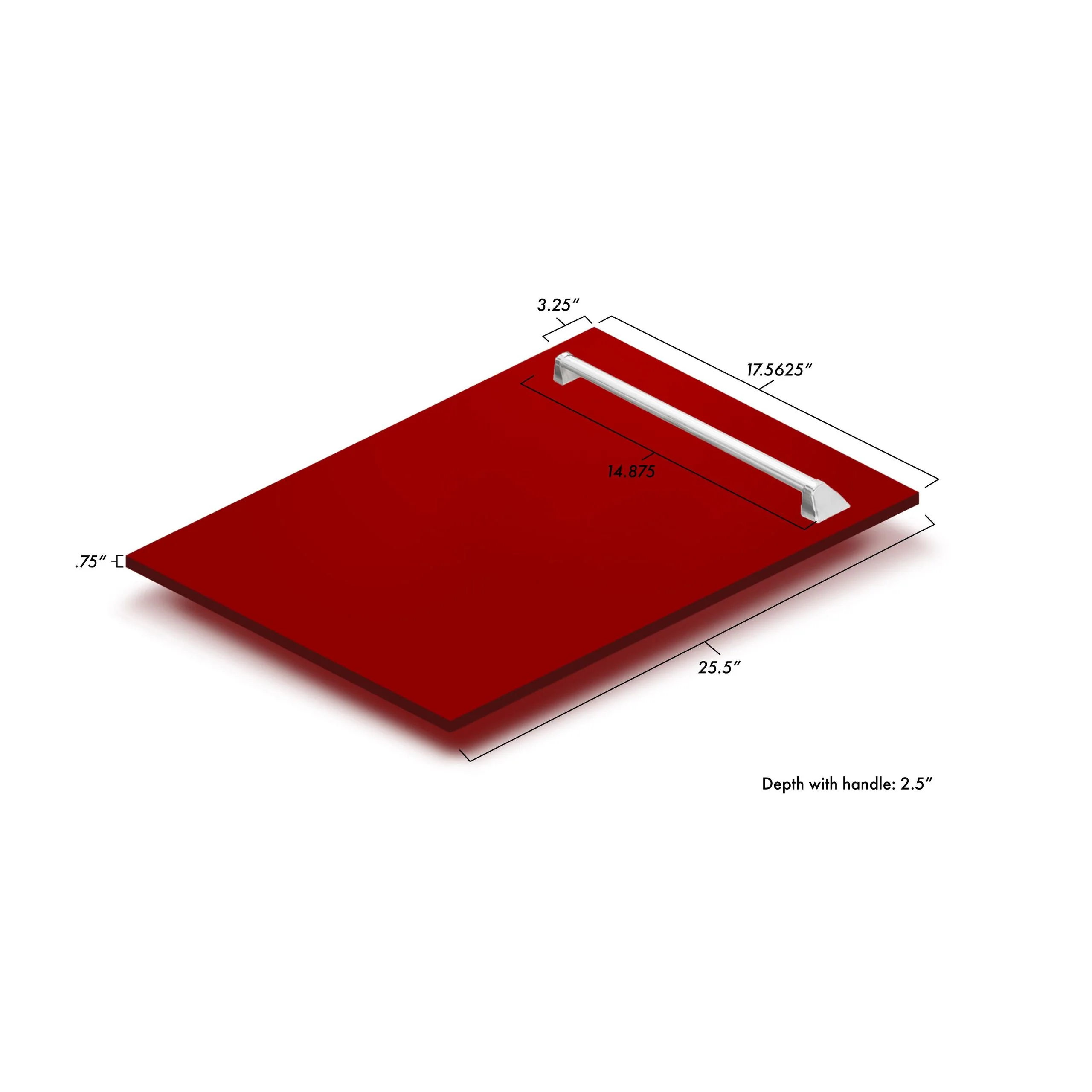 ZLINE KITCHEN AND BATH DPVRM18 ZLINE 18" Tallac Dishwasher Panel in Red Matte with Traditional Handle (DPV-RM-18) Red - Image 5