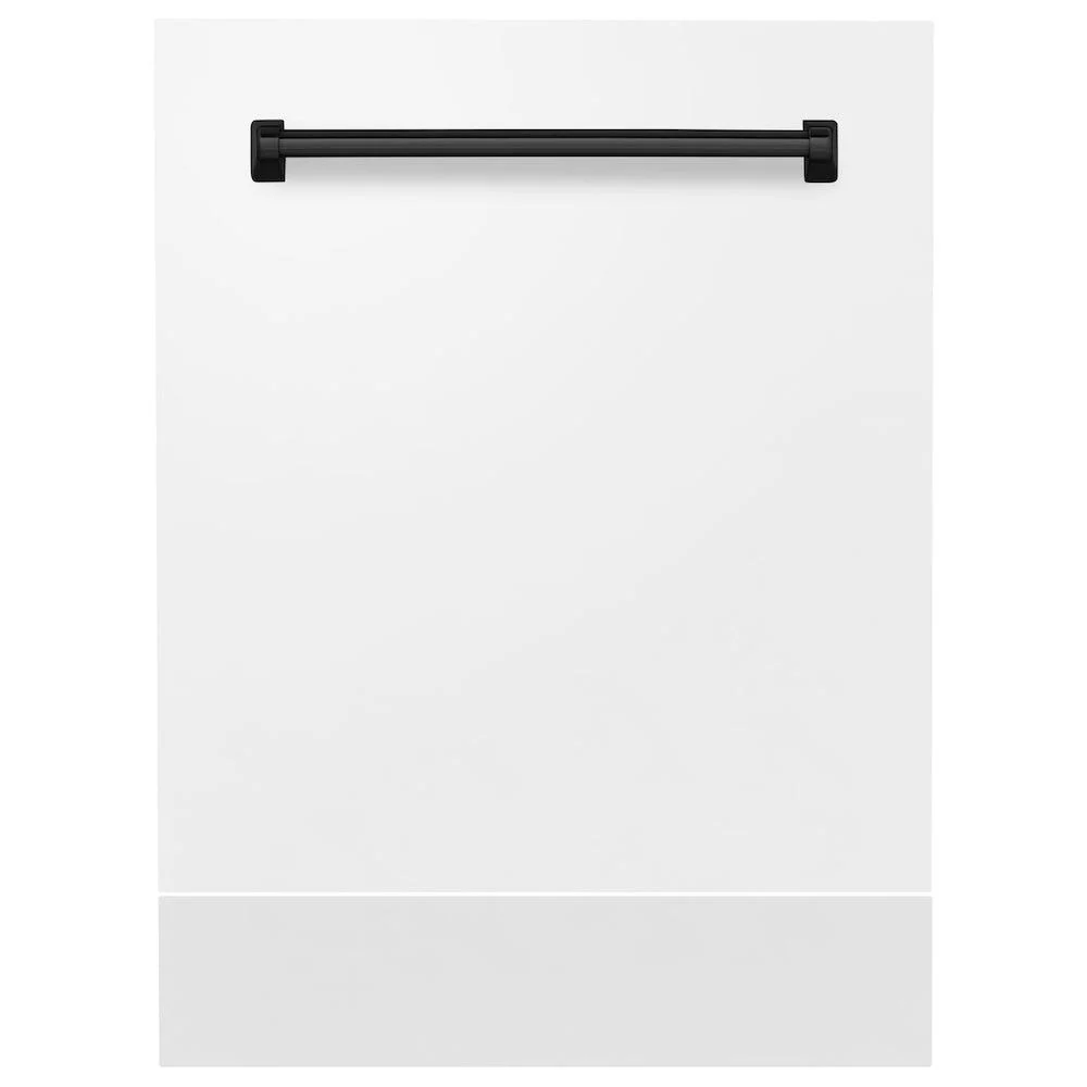 ZLINE KITCHEN AND BATH DPVZWM24MB ZLINE Autograph Edition 24" Tallac Dishwasher Panel in White Matte with Matte Black Handle (DPVZ-WM-24-MB) Black - Image 2