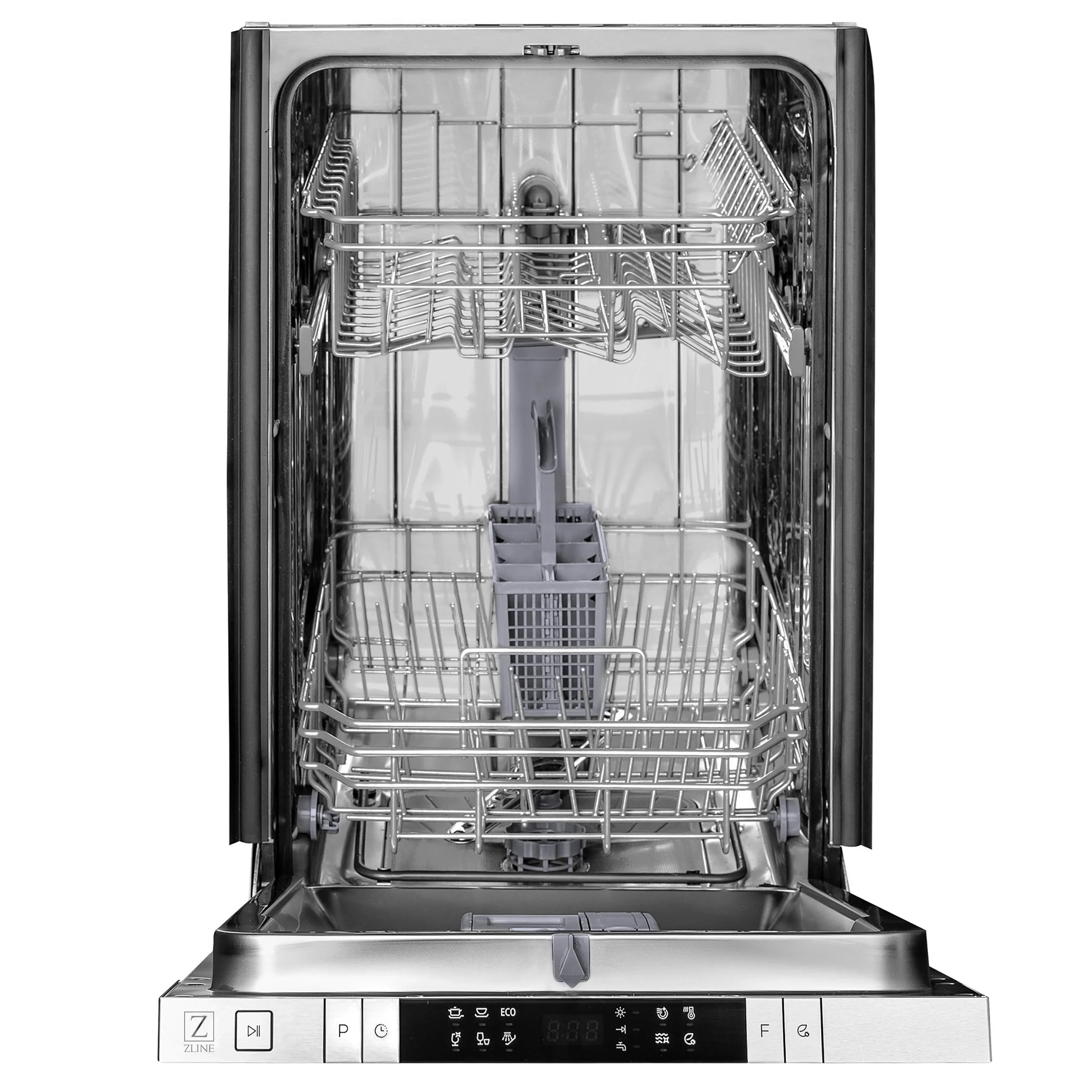ZLINE KITCHEN AND BATH DWBSH18 ZLINE 18 in. Compact Black in Stainless Steel Top Control Built-In Dishwasher with in Stainless Steel Tub and Modern Style Handle, 52dBa (DW-BS-H-18) Black in Stainless Steel - Image 5