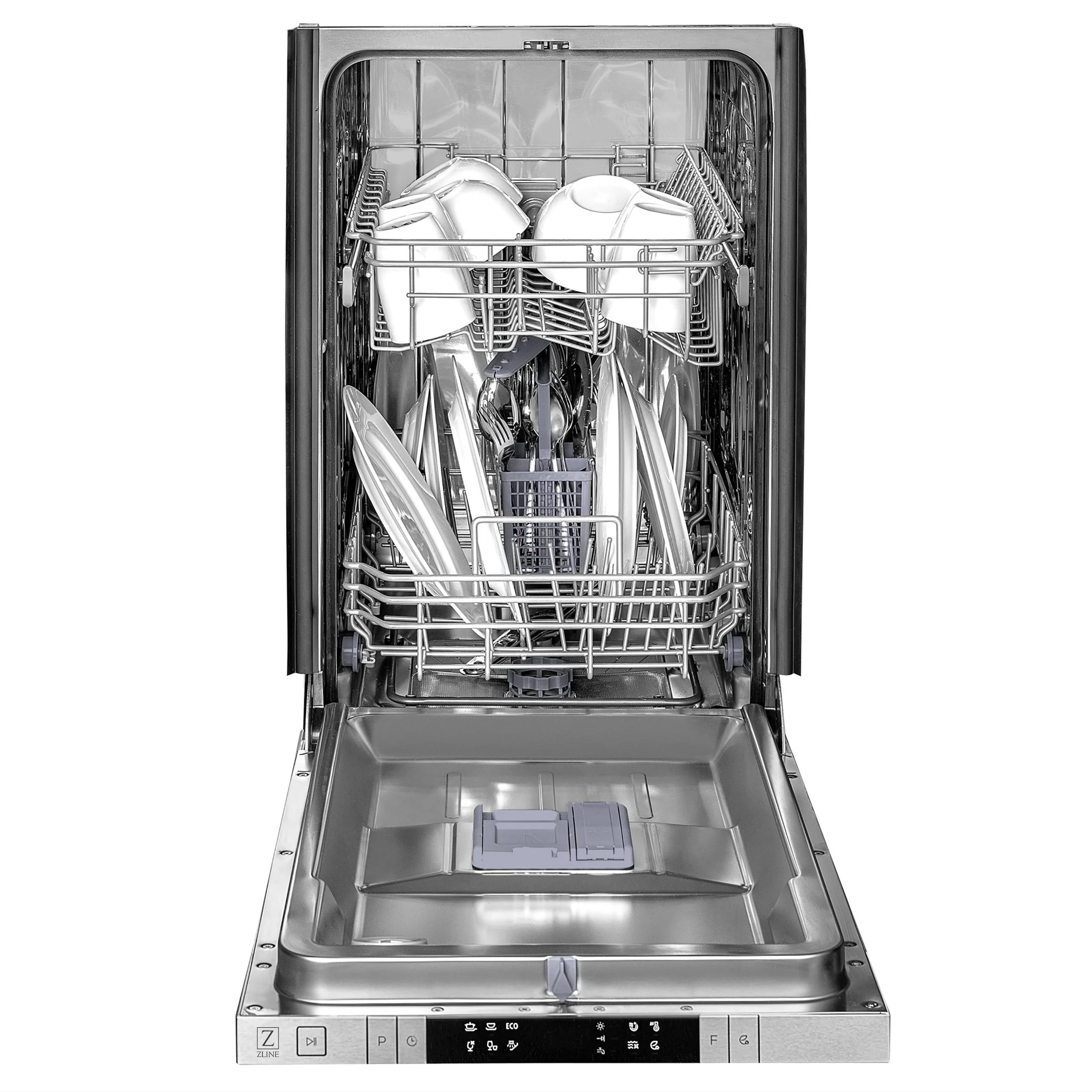 ZLINE KITCHEN AND BATH DWBSH18 ZLINE 18 in. Compact Black in Stainless Steel Top Control Built-In Dishwasher with in Stainless Steel Tub and Modern Style Handle, 52dBa (DW-BS-H-18) Black in Stainless Steel - Image 8
