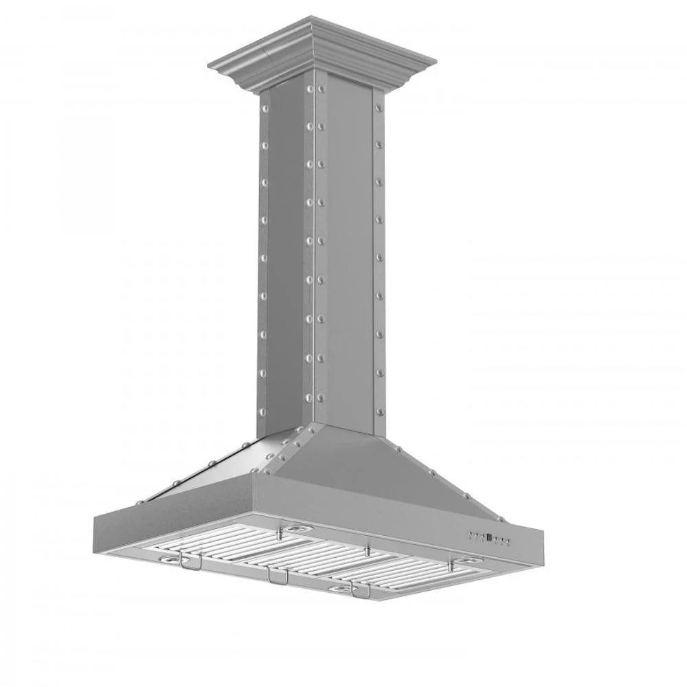 ZLINE KITCHEN AND BATH KB2I4SSXS36 ZLINE 36 in. Designer Series Satin Stainless Steel Island Range Hood (KB2i-4SSXS-36)