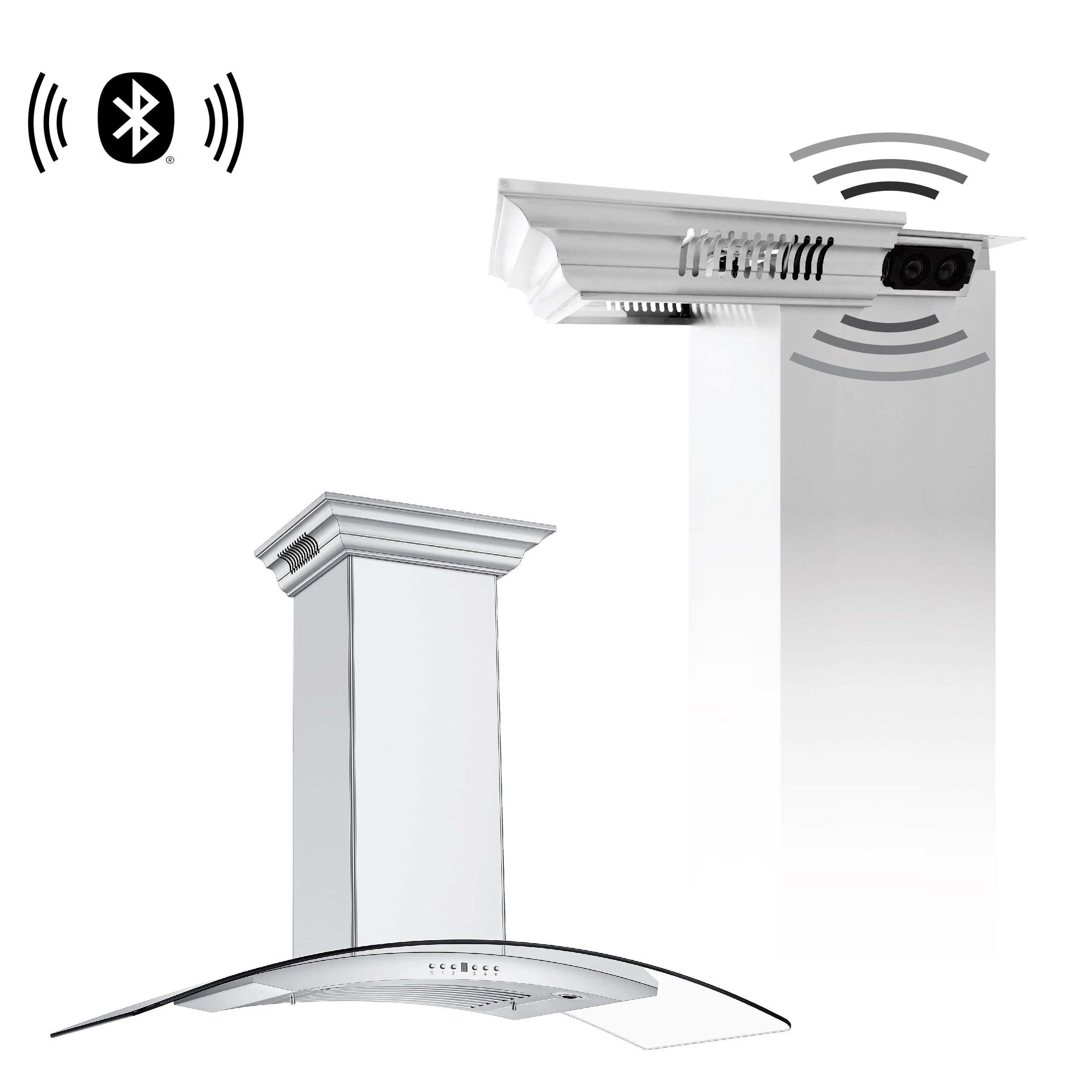 ZLINE KITCHEN AND BATH KN4CRNBT24 24" ZLINE CrownSound'Ducted Vent Wall Mount Range Hood in Stainless Steel with Built-in Bluetooth Speakers (KN4CRN-BT-24)