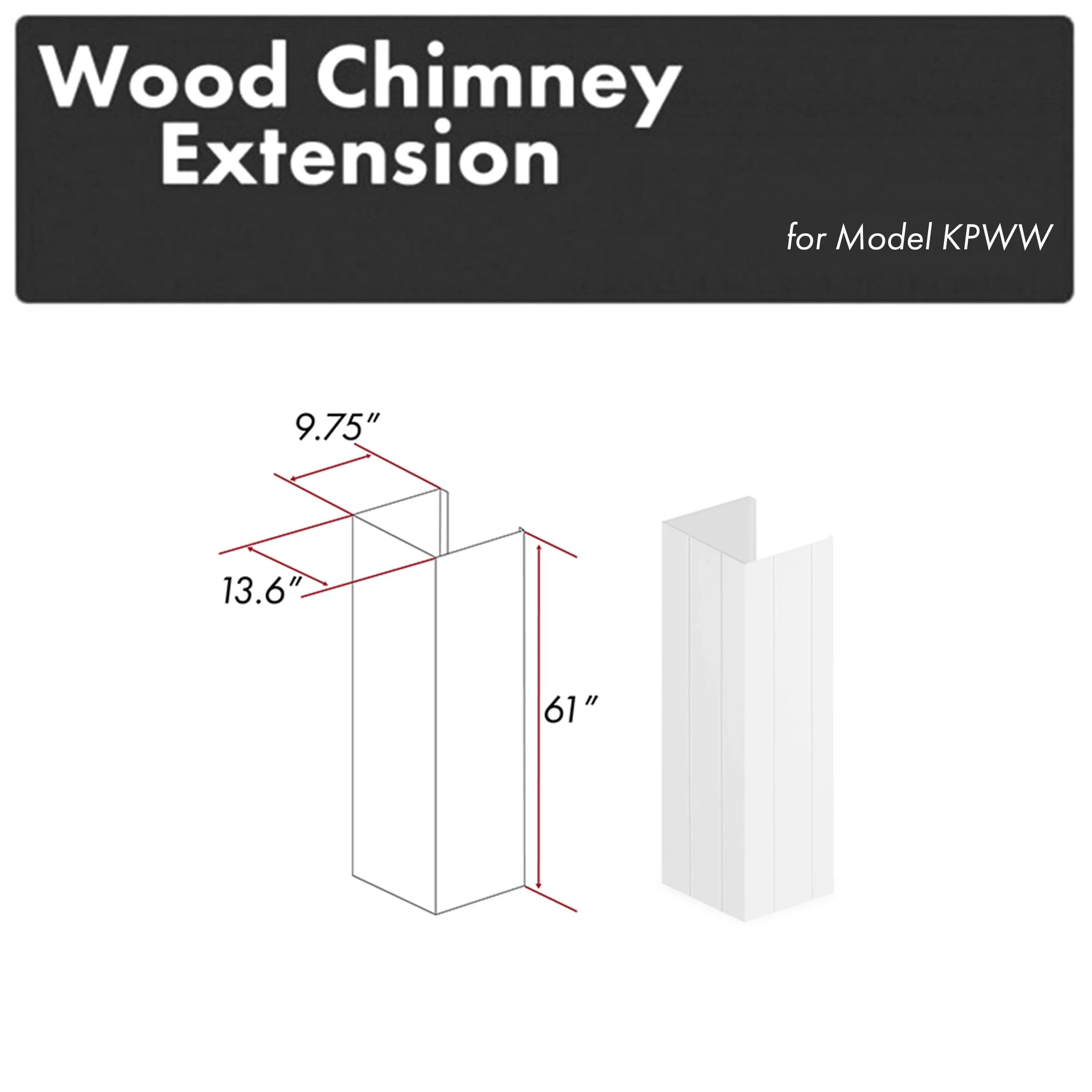 ZLINE KITCHEN AND BATH KPWWE ZLINE 61 in. Shiplap Bright White Wooden Chimney Extension for Ceilings up to 12 ft. (KPWW-E)