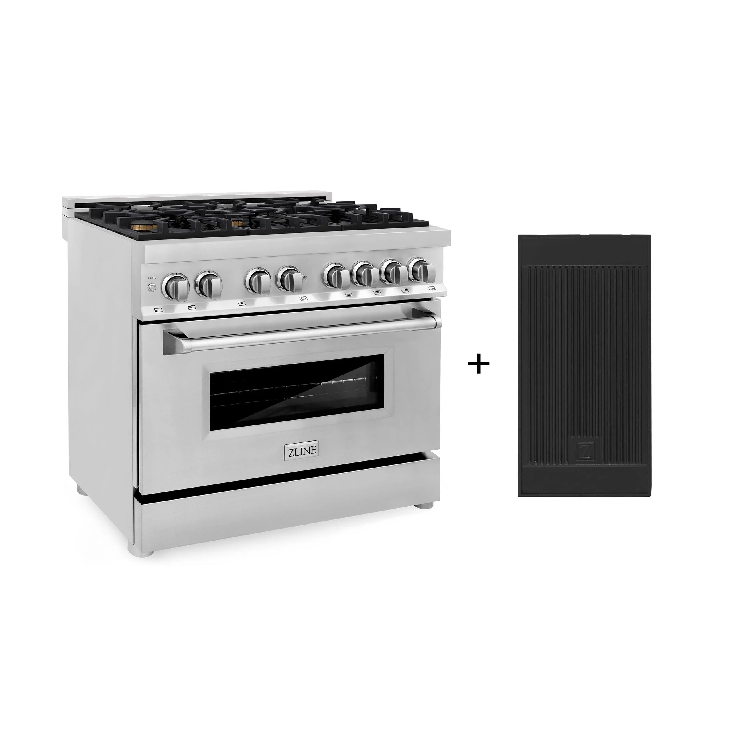 ZLINE KITCHEN AND BATH RABRGR36 ZLINE 36 in. 4.6 cu. ft. Legacy Dual Fuel Range with Gas Cooktop and Electric Convection Oven in Stainless Steel with 6 Brass Burners and Griddle (RA-BR-GR-36) - Image 2