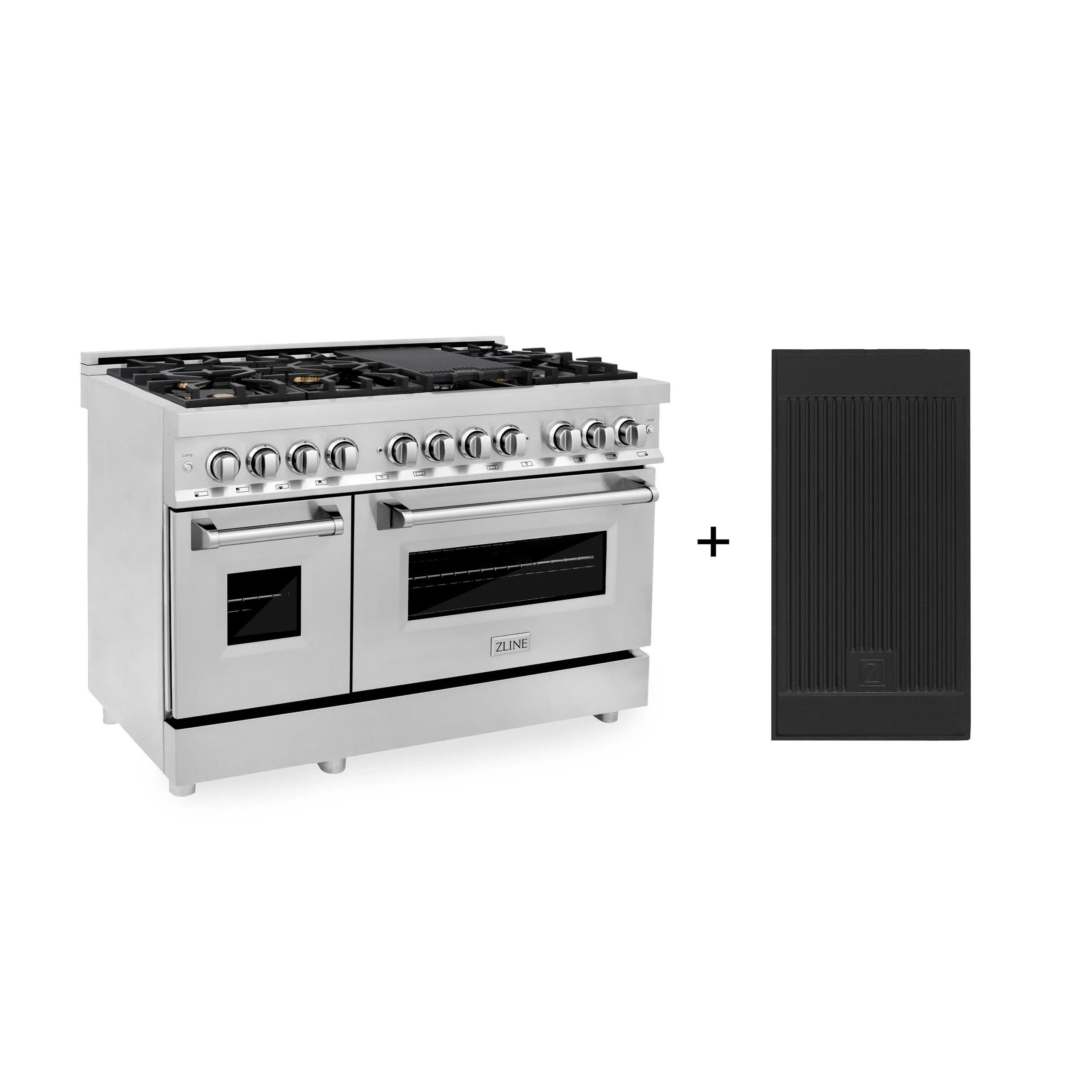 ZLINE KITCHEN AND BATH RABRGR48 ZLINE 48 in. 6.0 cu. ft. Legacy Dual Fuel Range with Gas Cooktop and 2 Electric Ovens in Stainless Steel with 6 Brass Burners and Griddle (RA-BR-GR-48) - Image 2