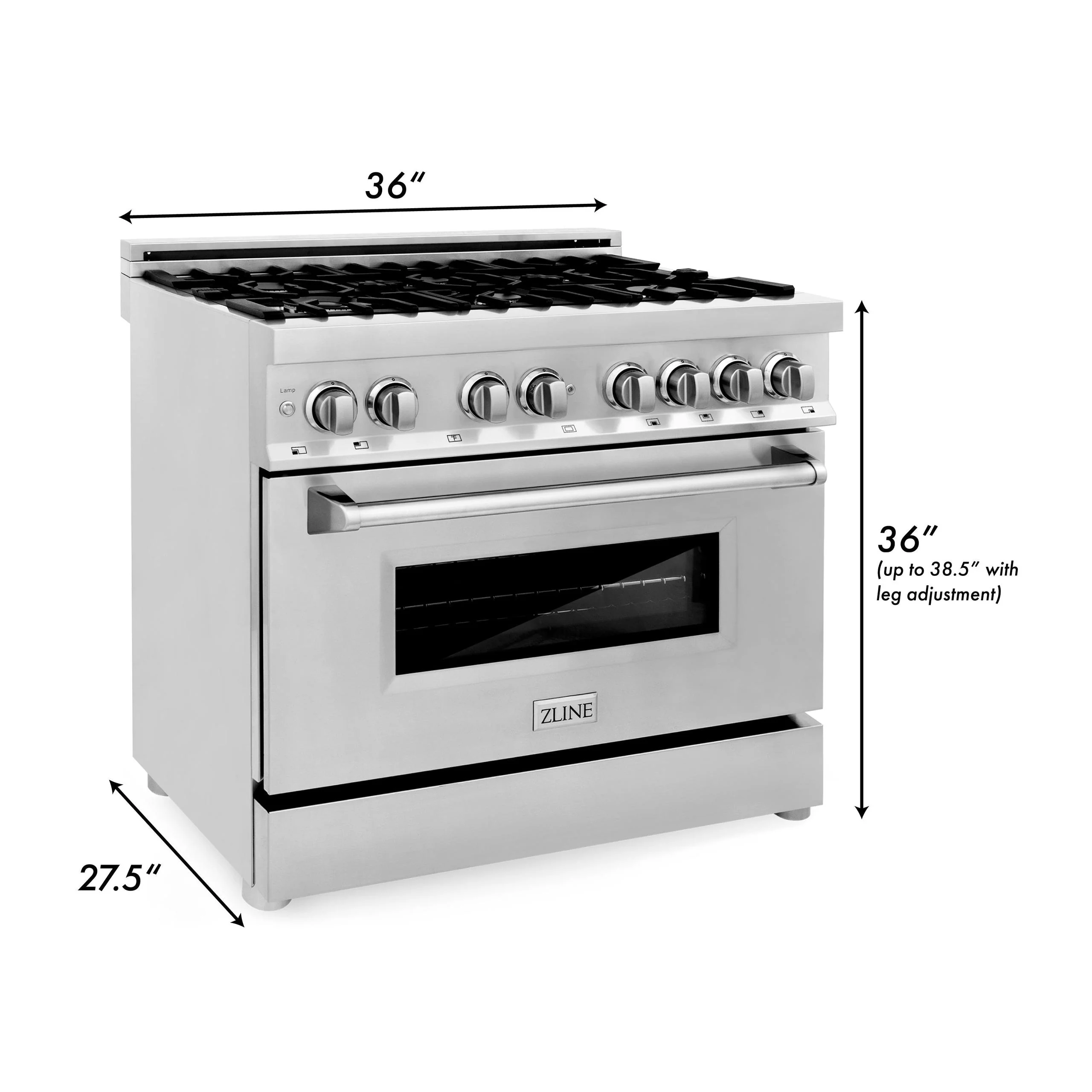 ZLINE KITCHEN AND BATH RAGR36 ZLINE 36 in. 4.6 cu. ft. Legacy Dual Fuel Range with 6 Burner Gas Cooktop and Electric Convection Oven in Stainless Steel with Griddle (RA-GR-36) - Image 10