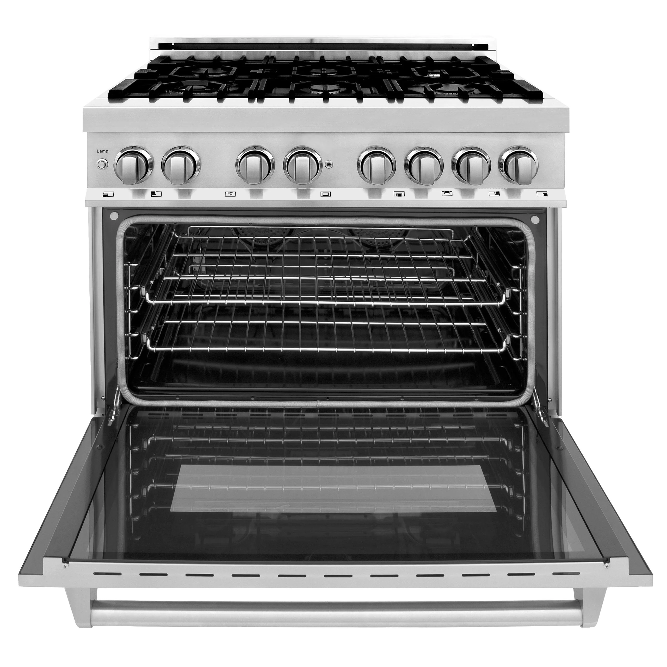 ZLINE KITCHEN AND BATH RAGR36 ZLINE 36 in. 4.6 cu. ft. Legacy Dual Fuel Range with 6 Burner Gas Cooktop and Electric Convection Oven in Stainless Steel with Griddle (RA-GR-36) - Image 3