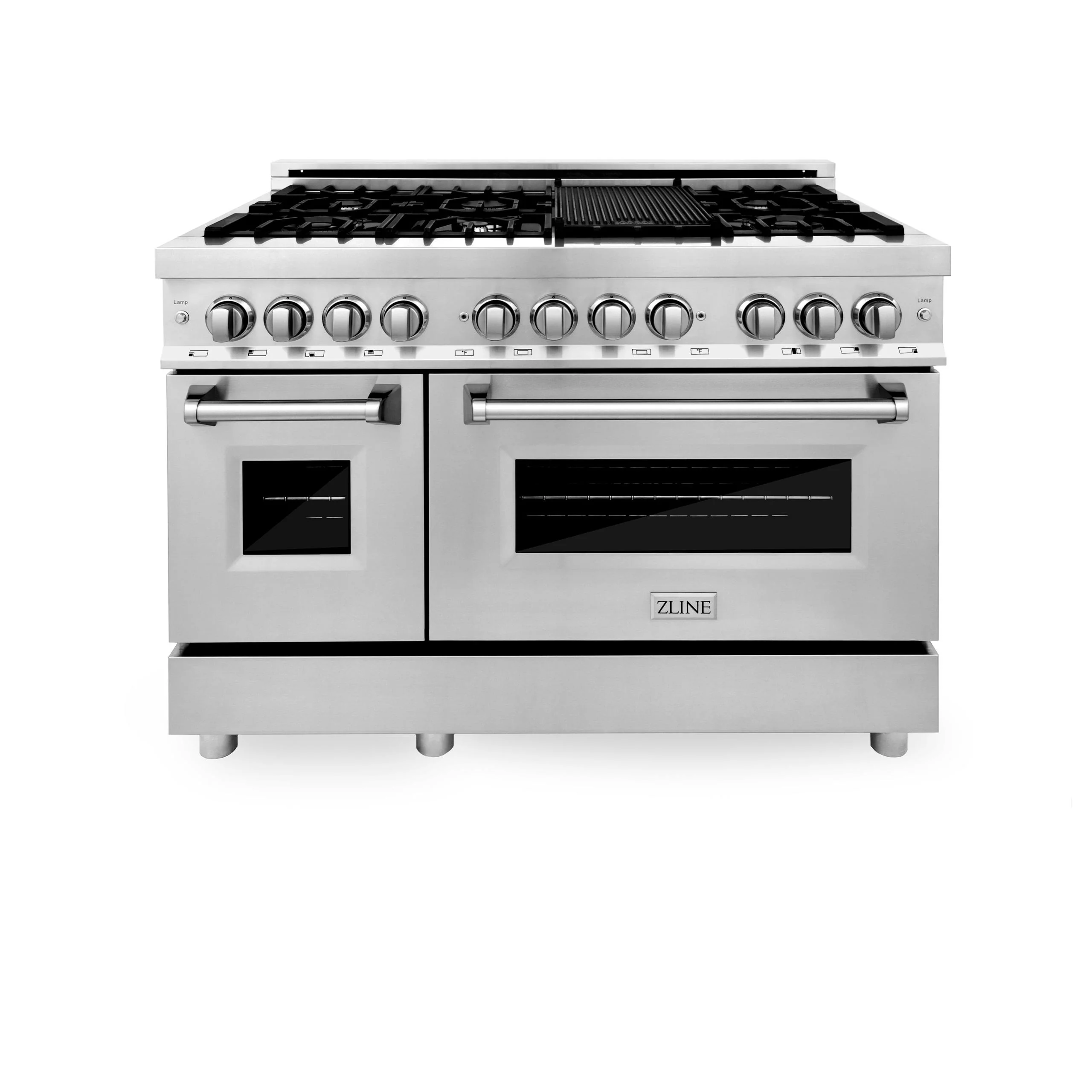 ZLINE KITCHEN AND BATH RAGR48 ZLINE 48 in. 6.0 cu. ft. Legacy Dual Fuel Range with 7 Burner Gas Cooktop and 2 Electric Ovens in Stainless Steel in Griddle (RA-GR-48)