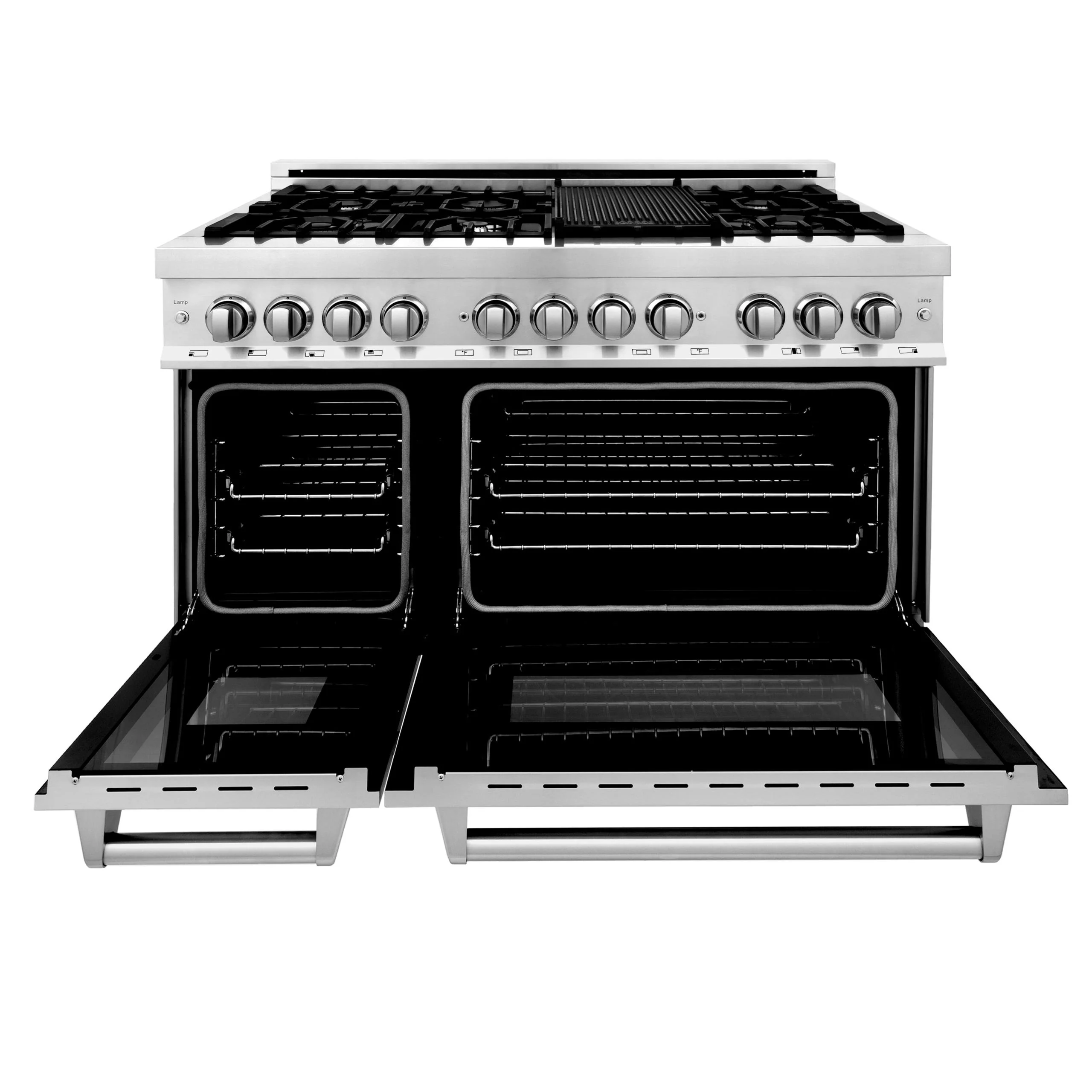 ZLINE KITCHEN AND BATH RAGR48 ZLINE 48 in. 6.0 cu. ft. Legacy Dual Fuel Range with 7 Burner Gas Cooktop and 2 Electric Ovens in Stainless Steel in Griddle (RA-GR-48) - Image 3