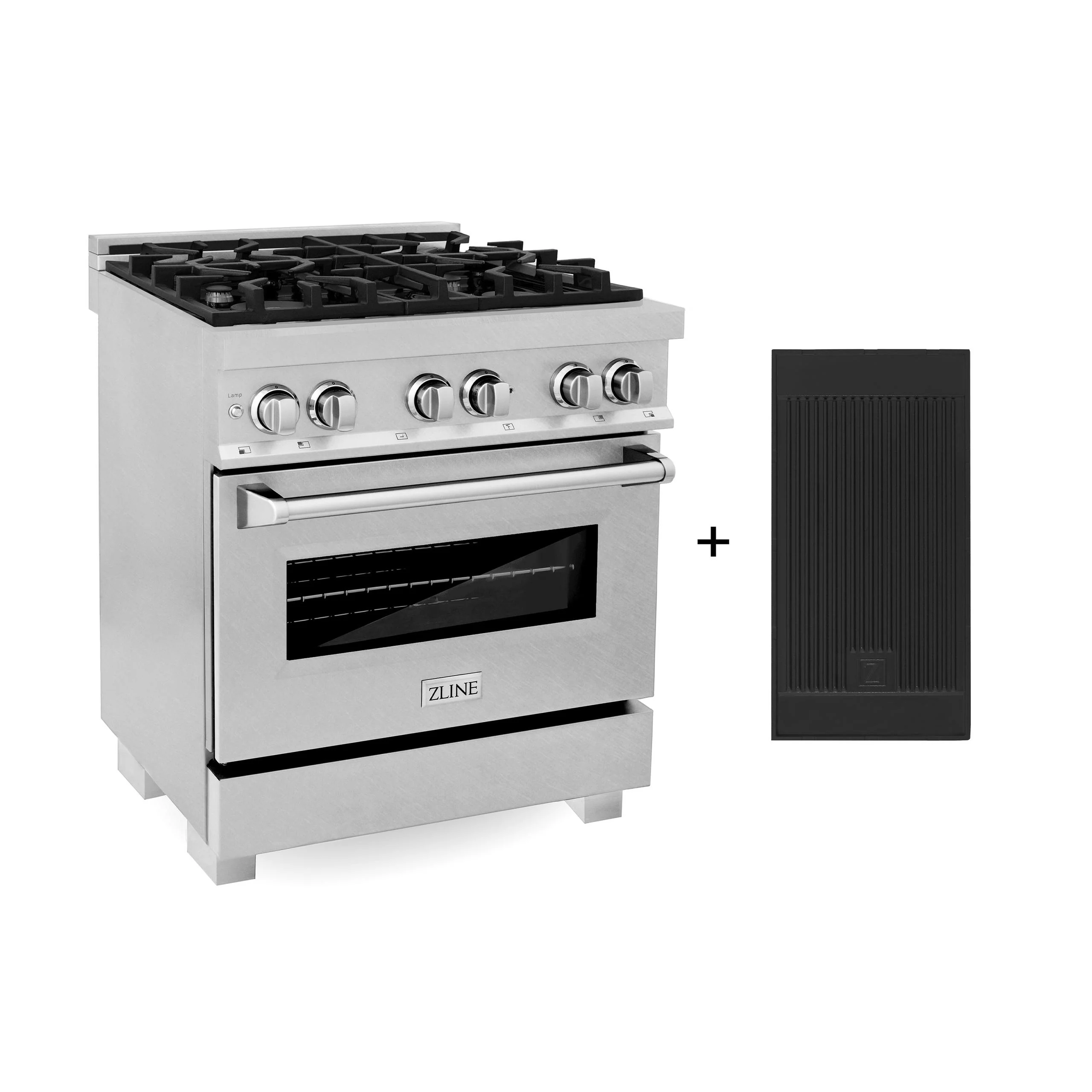 ZLINE KITCHEN AND BATH RASSNBRGR30 ZLINE 30 in. 4.0 cu. ft. Legacy Dual Fuel Range with Gas Cooktop and Electric Convection Oven in Satin in Stainless Steel with 4 Brass Burners and Griddle (RAS-SN-BR-GR-30) - Image 2