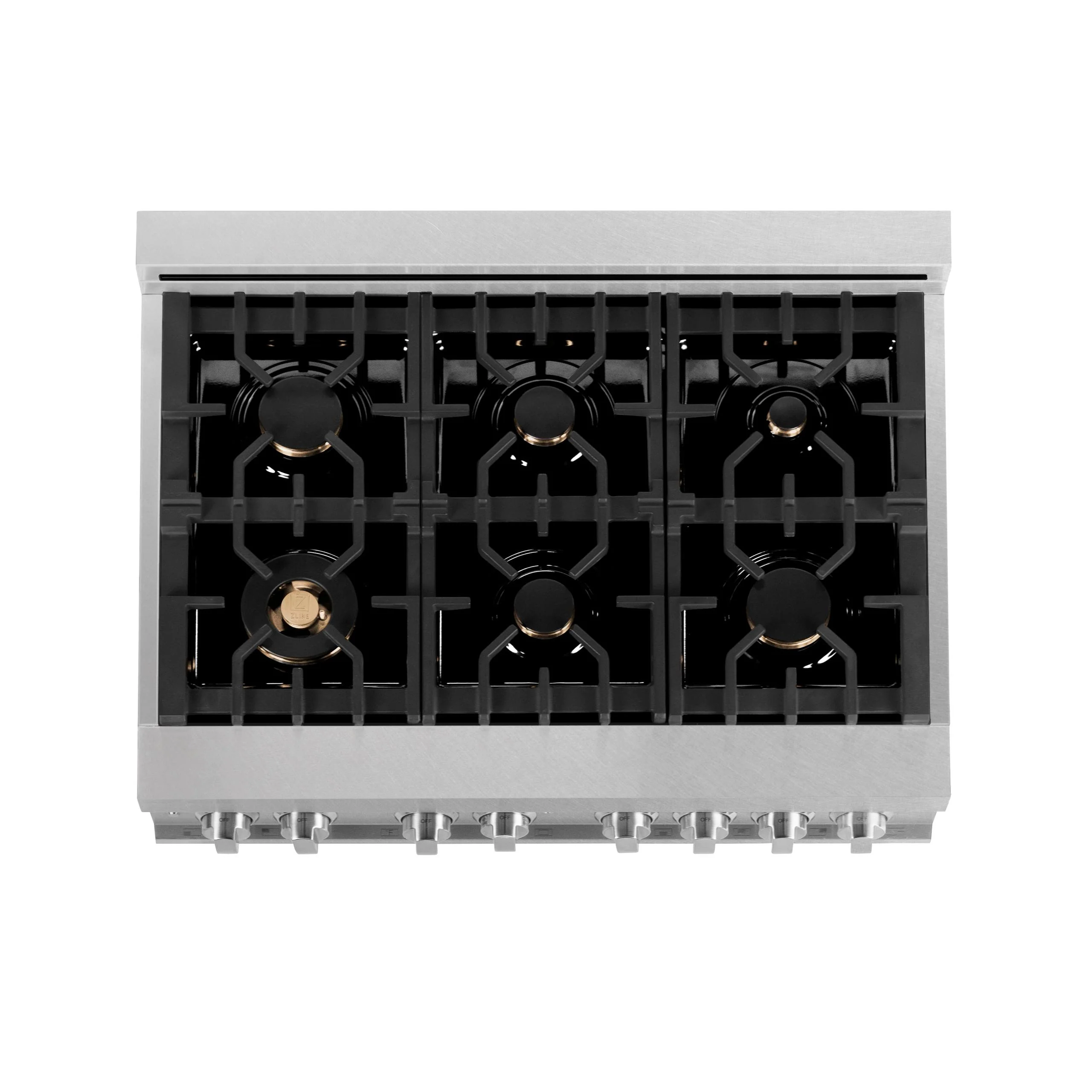 ZLINE KITCHEN AND BATH RASSNBRGR36 ZLINE 36 in. 4.6 cu. ft. Legacy Dual Fuel Range with Gas Cooktop and Electric Convection Oven in Satin in Stainless Steel with 6 Brass Burners and Griddle (RAS-SN-BR-GR-36) - Image 9