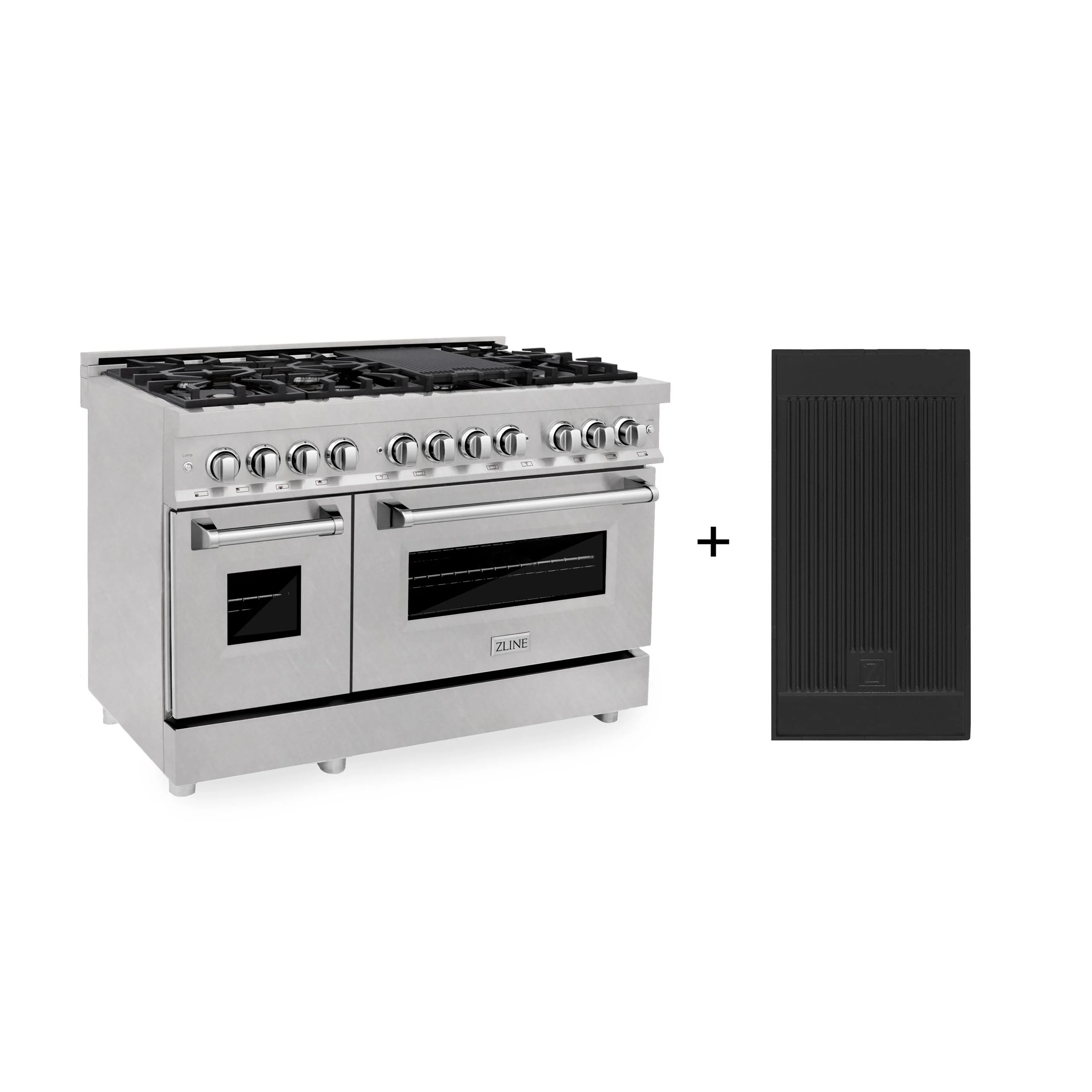 ZLINE KITCHEN AND BATH RASSNGR48 ZLINE 48 in. 6.0 cu. ft. Legacy Dual Fuel Range with 7 Burner Gas Cooktop and 2 Electric Ovens in Satin in Stainless Steel with Griddle (RAS-SN-GR-48) - Image 2