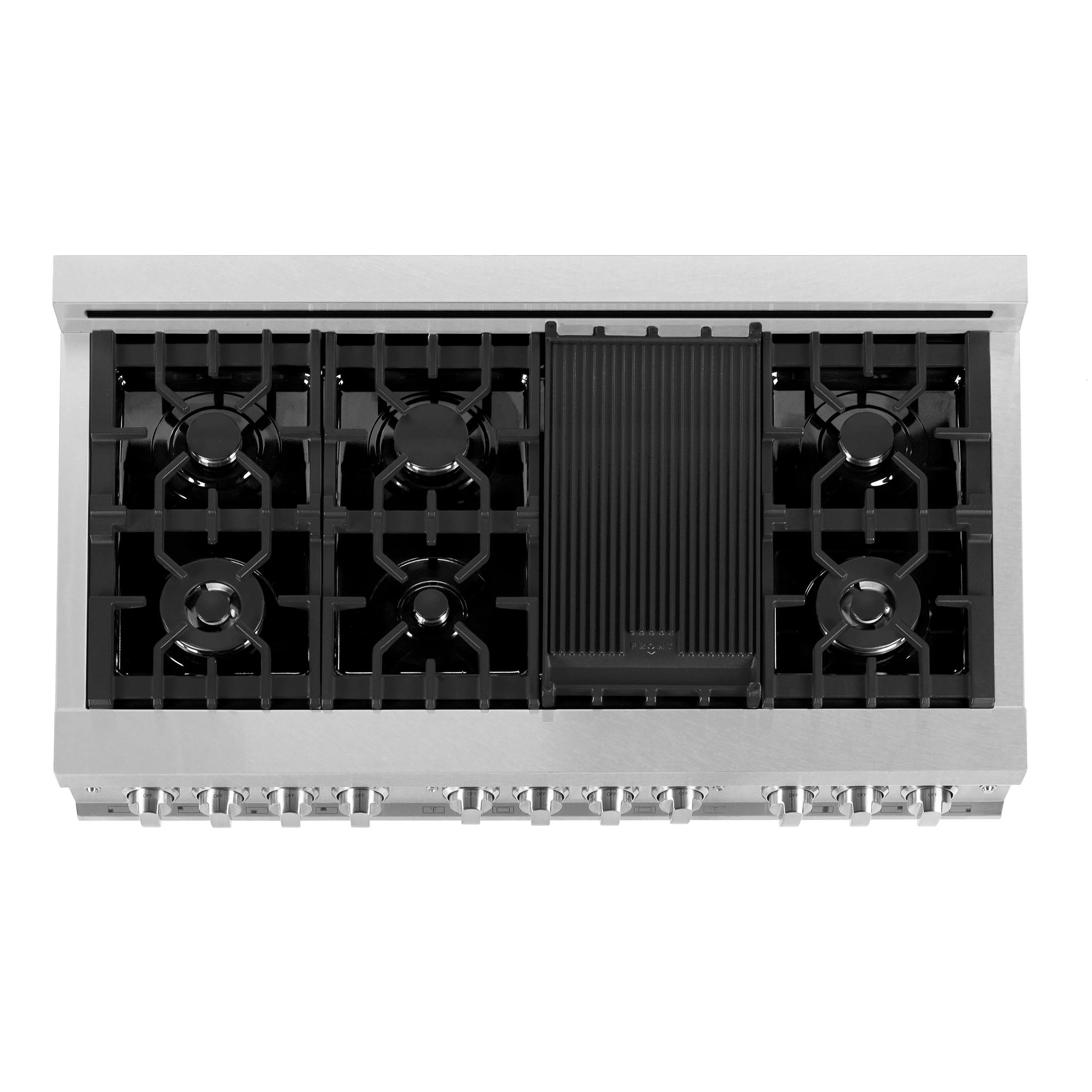 ZLINE KITCHEN AND BATH RASSNGR48 ZLINE 48 in. 6.0 cu. ft. Legacy Dual Fuel Range with 7 Burner Gas Cooktop and 2 Electric Ovens in Satin in Stainless Steel with Griddle (RAS-SN-GR-48) - Image 4