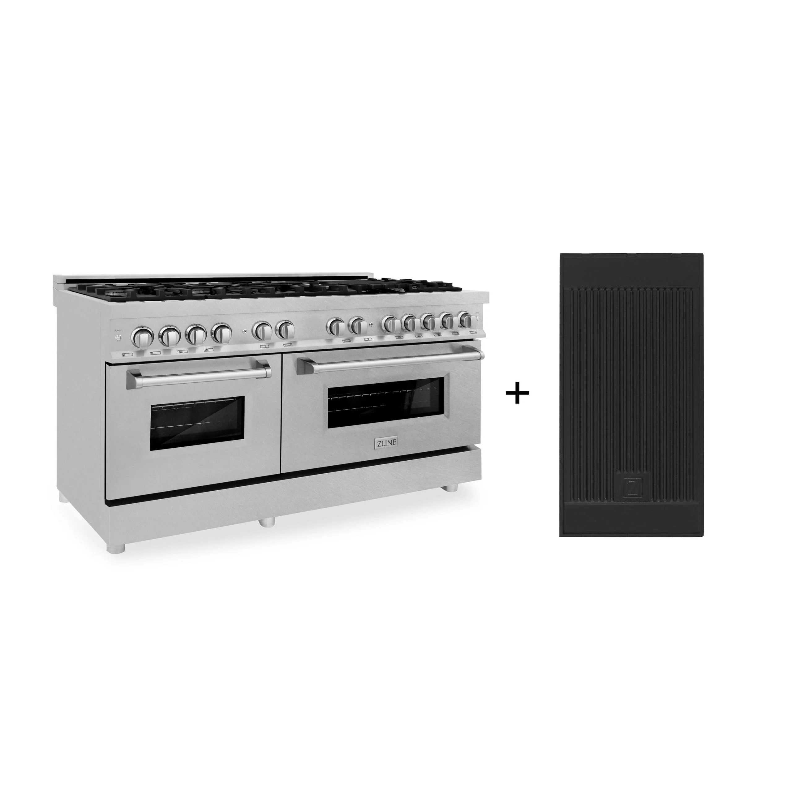 ZLINE KITCHEN AND BATH RASSNGR60 ZLINE 60 in. 7.4 cu. ft. Legacy Dual Fuel Range with 9 Burner Gas Cooktop and 2 Electric Convection Ovens in Satin Stainless Steel with Griddle (RAS-SN-GR-60)
