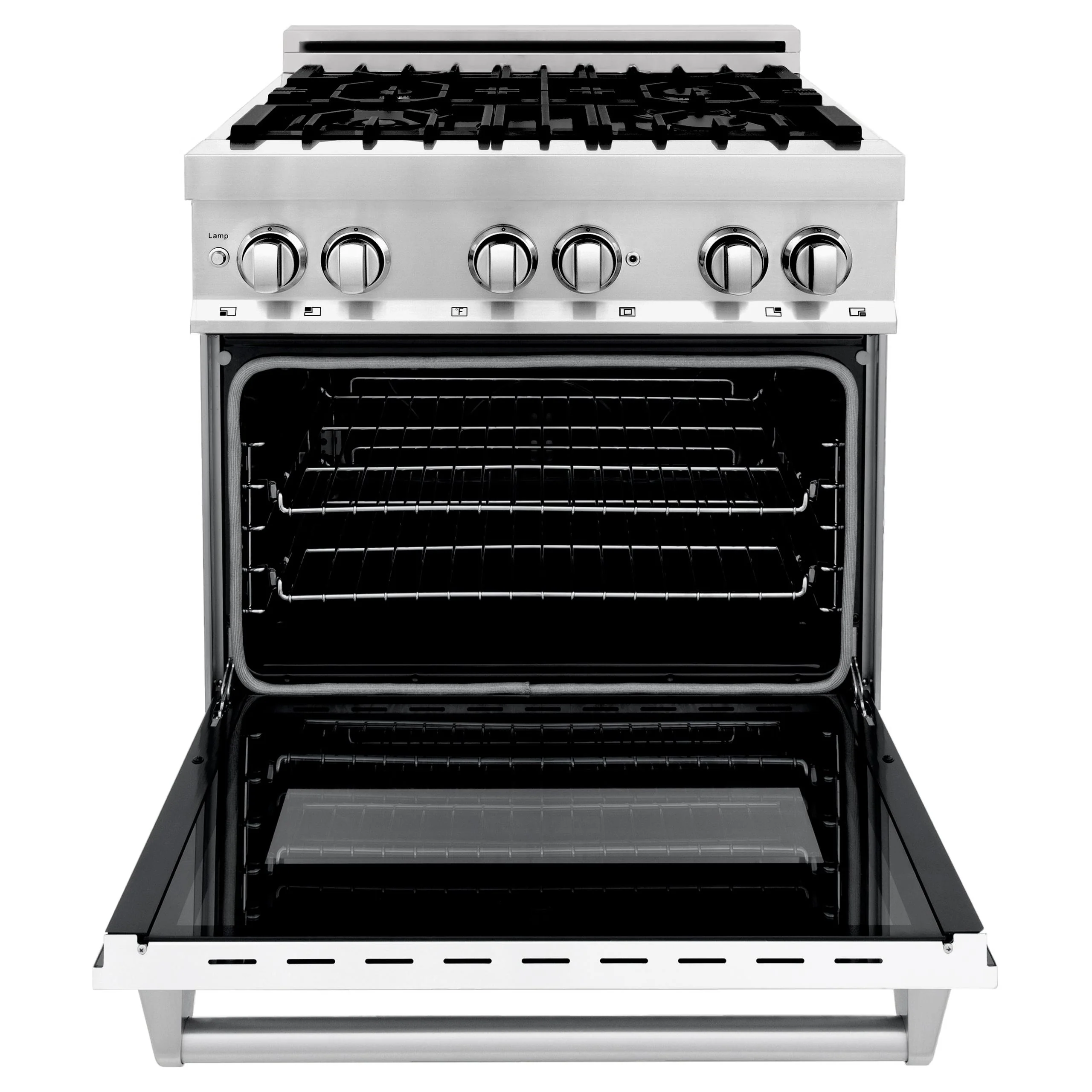 ZLINE KITCHEN AND BATH RAWMGR30 ZLINE 30 in. 4.0 cu. ft. Legacy Dual Fuel Range with 4 Burner Gas Cooktop and Electric Convection Oven in Stainless Steel with Griddle and White Matte Door (RA-WM-GR-30) - Image 3