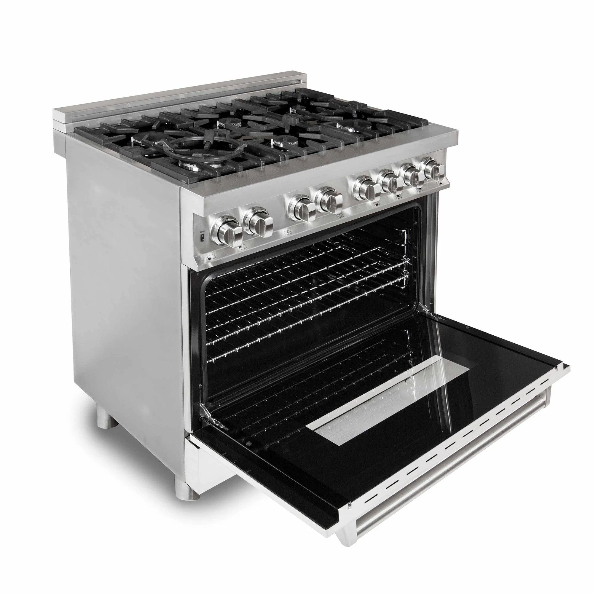 ZLINE KITCHEN AND BATH RAWMGR36 ZLINE 36 in. 4.6 cu. ft. Legacy Dual Fuel Range with 6 Burner Gas Cooktop and Electric Convection Oven in Stainless Steel with Griddle and White Matte Door (RA-WM-GR-36) - Image 3